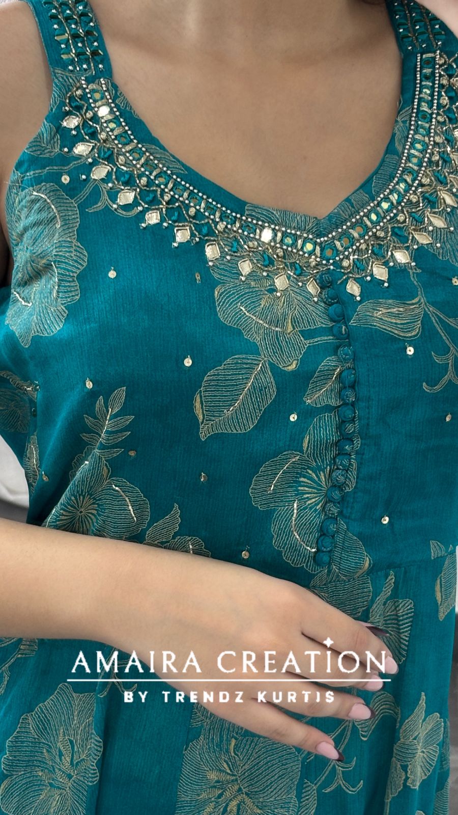 Premium Chinnon Full Flare Anarkali With Afghani Set(17 inches sleeves available)