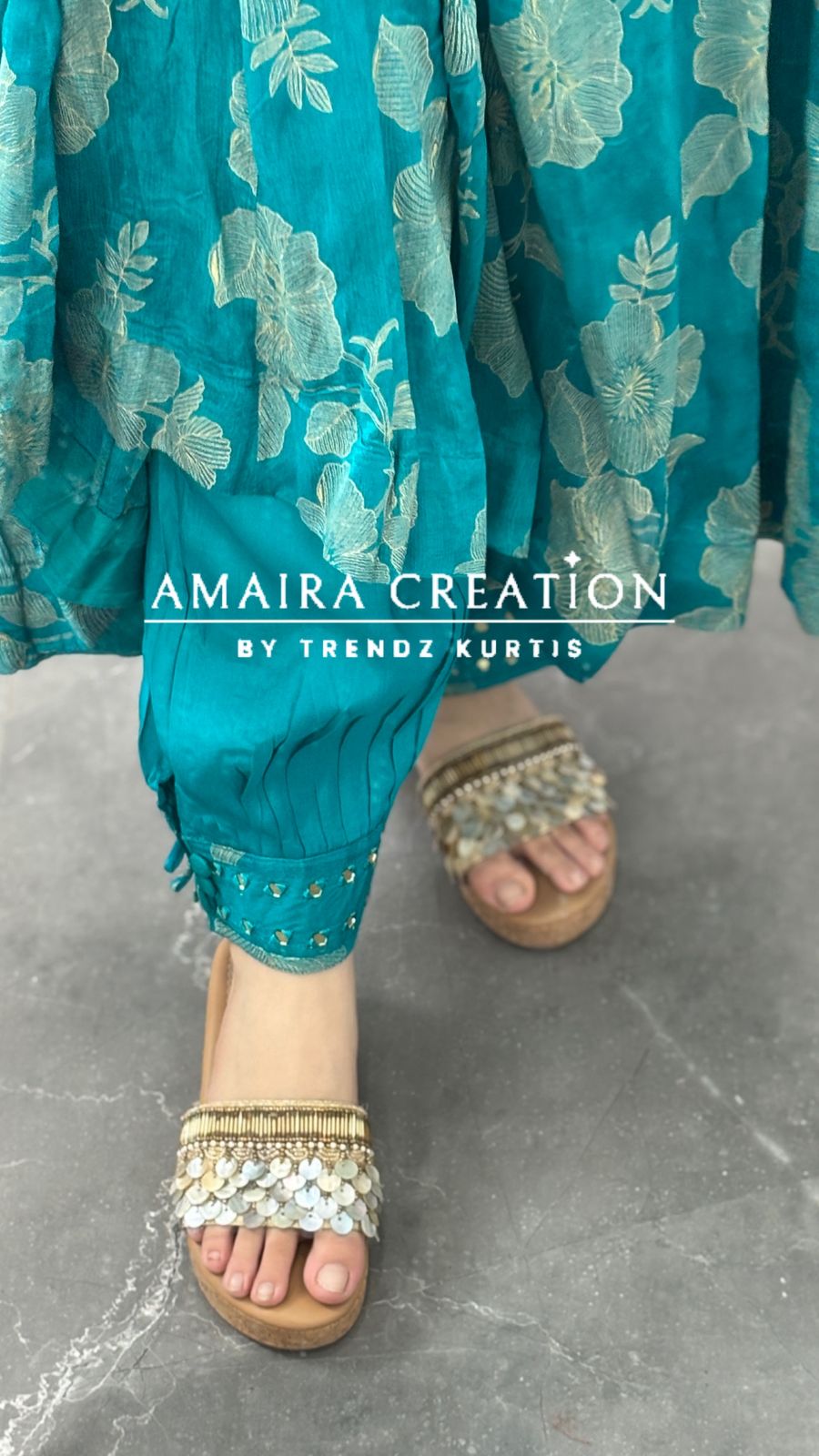 Premium Chinnon Full Flare Anarkali With Afghani Set(17 inches sleeves available)