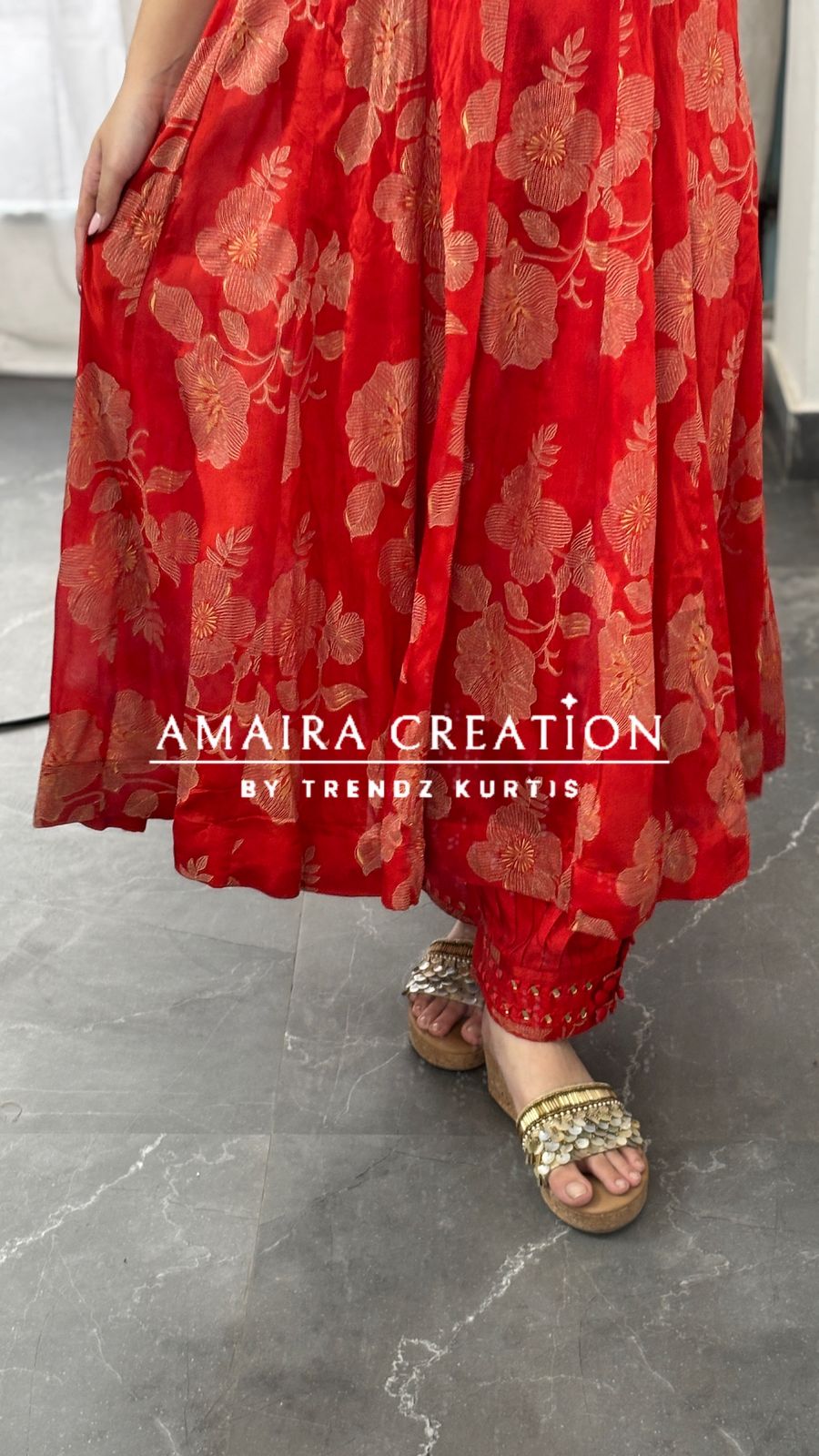 Premium Chinnon Full Flare Anarkali With Afghani Set(17 inches sleeves available)