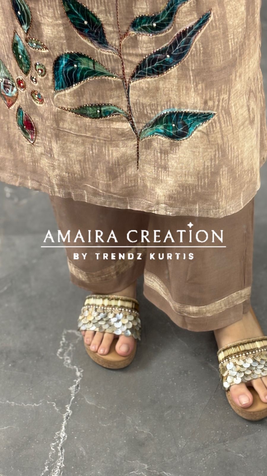 Premium Muslin Beige Color Pant Set(17 inches sleeves available)