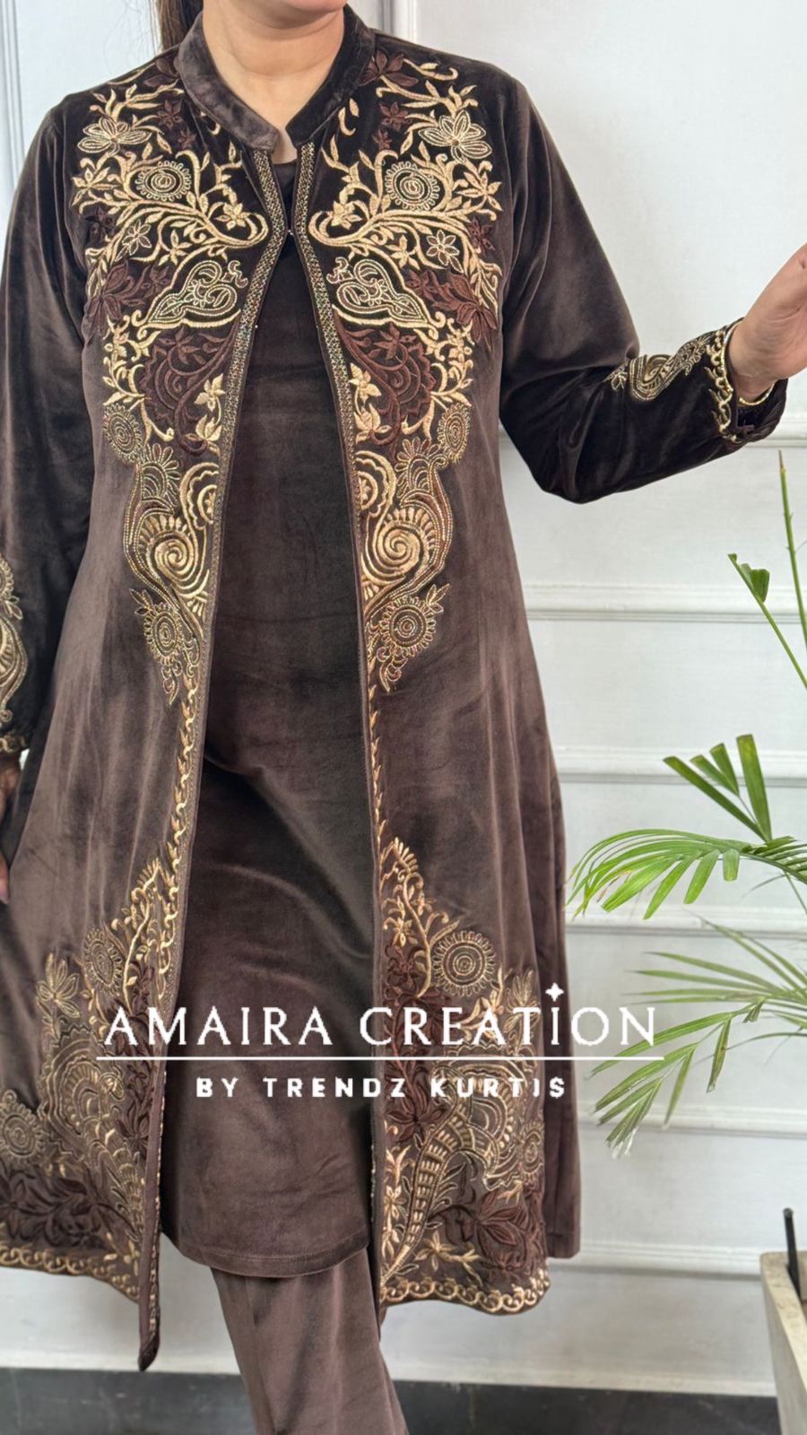 Premium Velvet Three Pc Set With Beautiful Embroidery