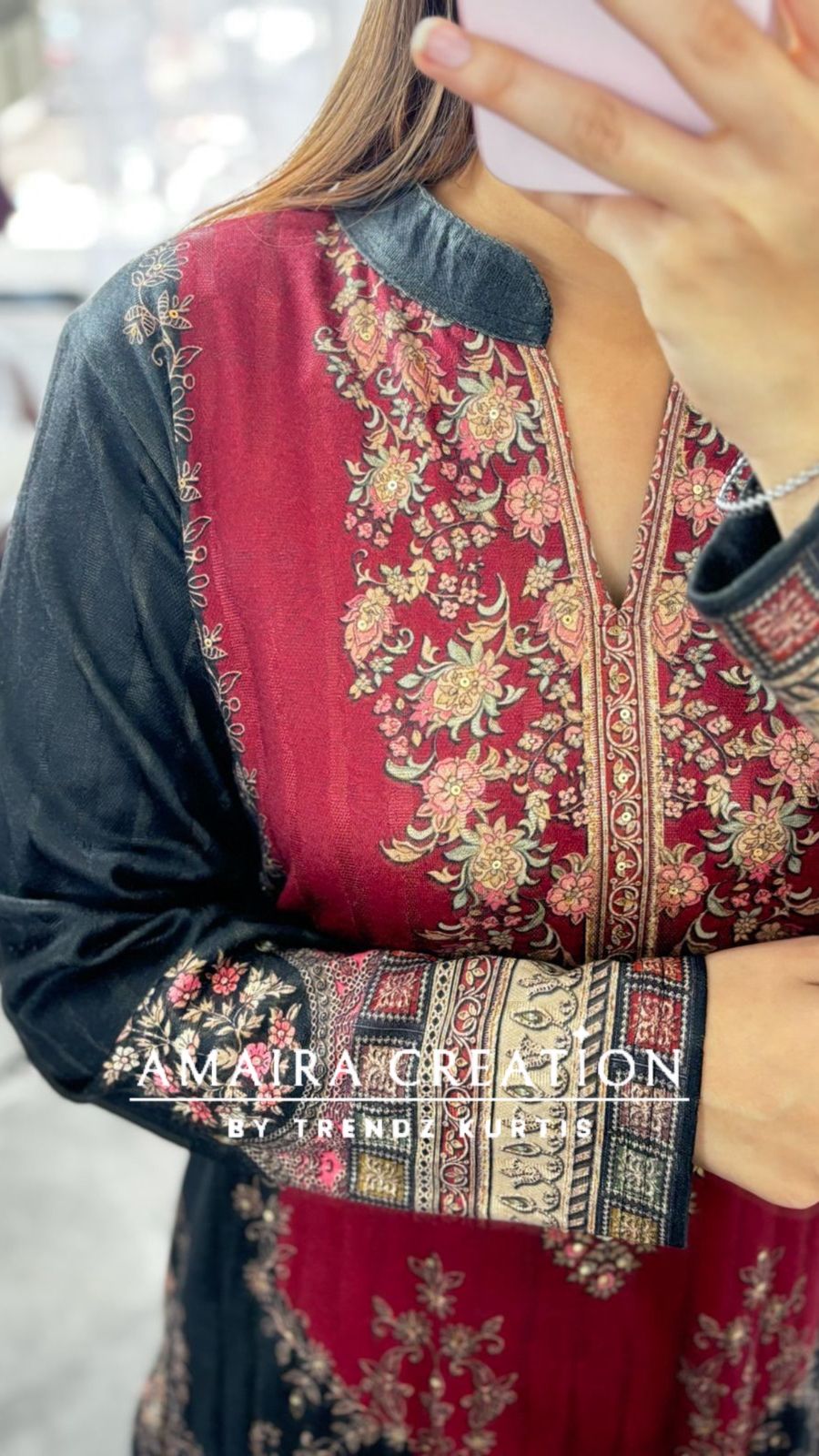 Premium Karachi Woolen Maroon Grey Pant Set