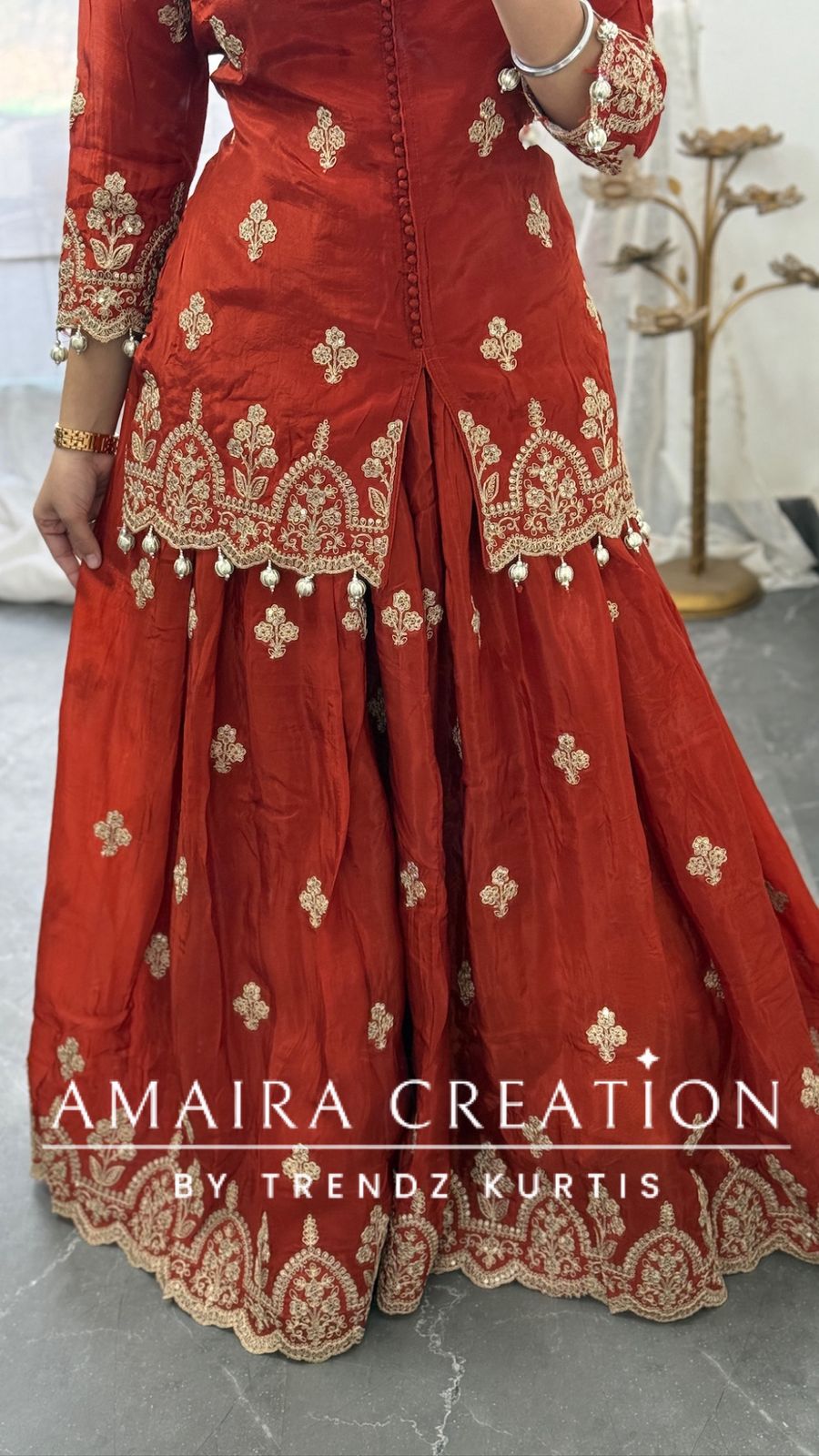 Premium Crepe Rust Colour Skirt Set