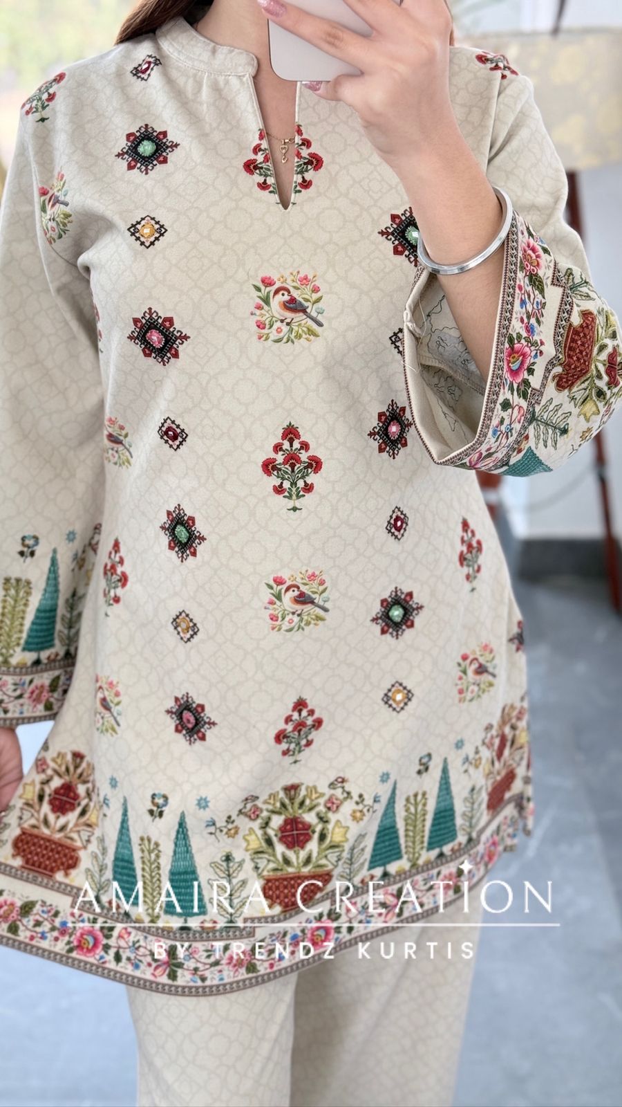 Premium Swat Wool Cream Colour Wonderful Detailing Cord Set