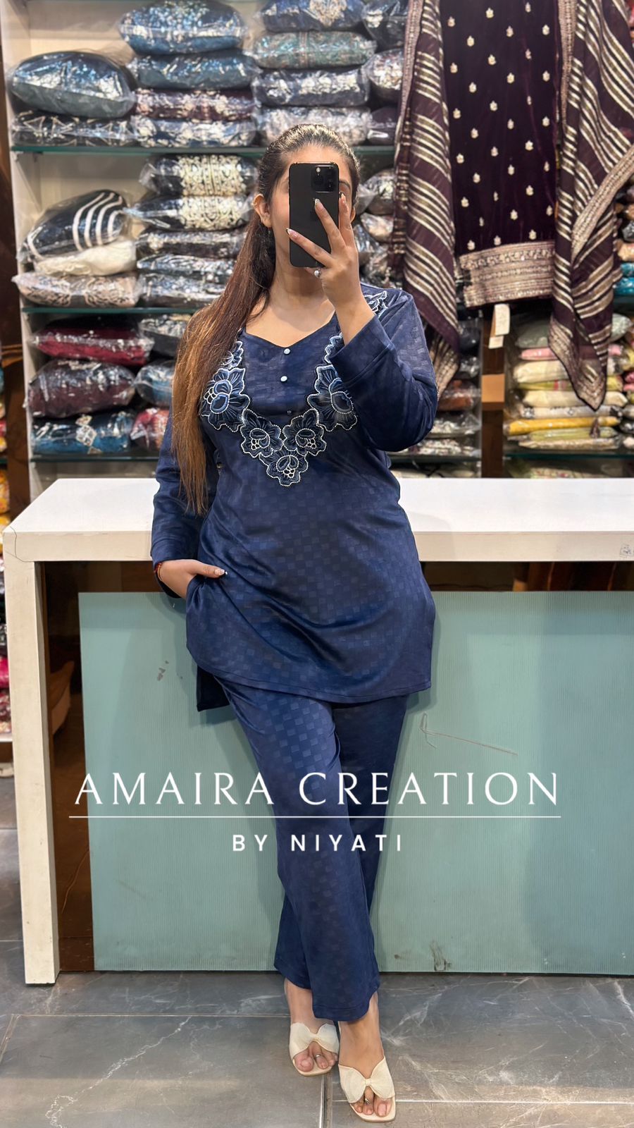 Blue Cauterized Three Piece Set