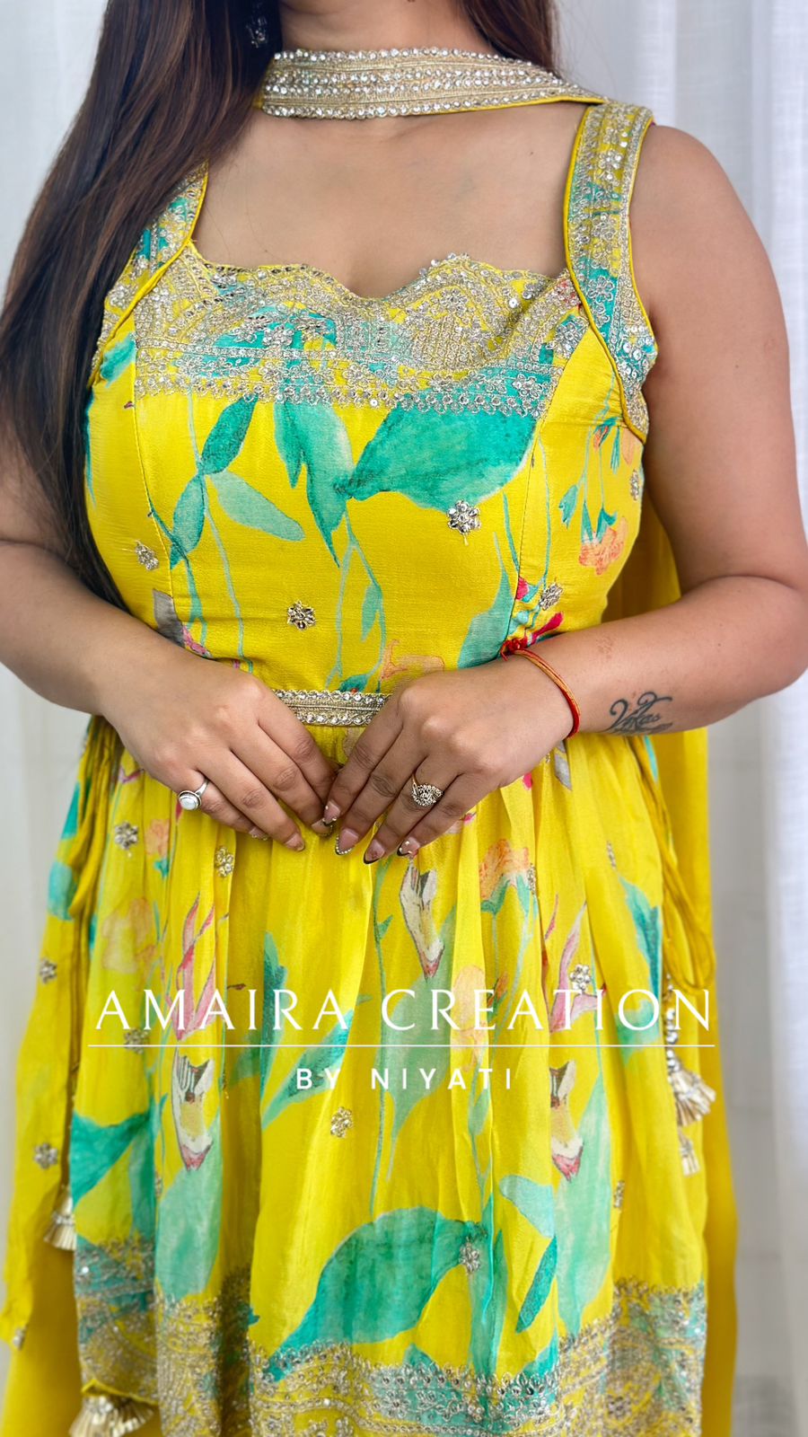Lemon Peplum Designer Gharara Set (Sleeves Available)