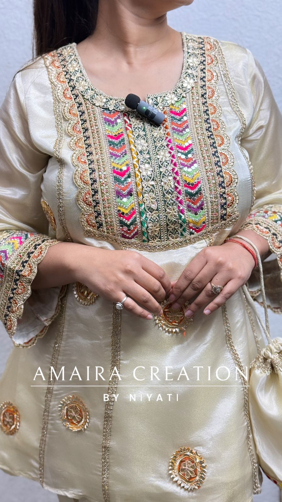 Cream Indo western Plazo Set