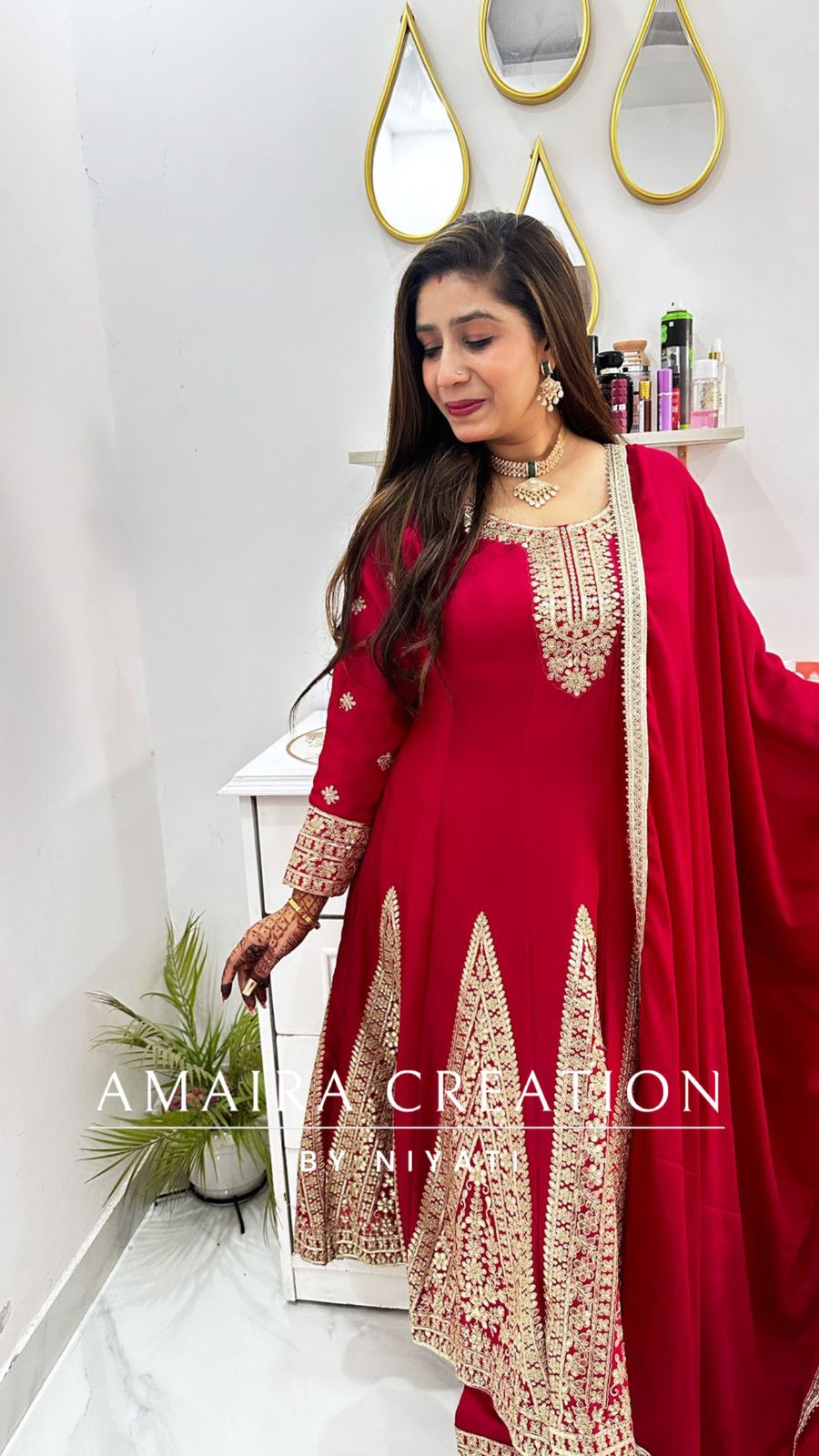 Beautiful Silk Anarkali Set