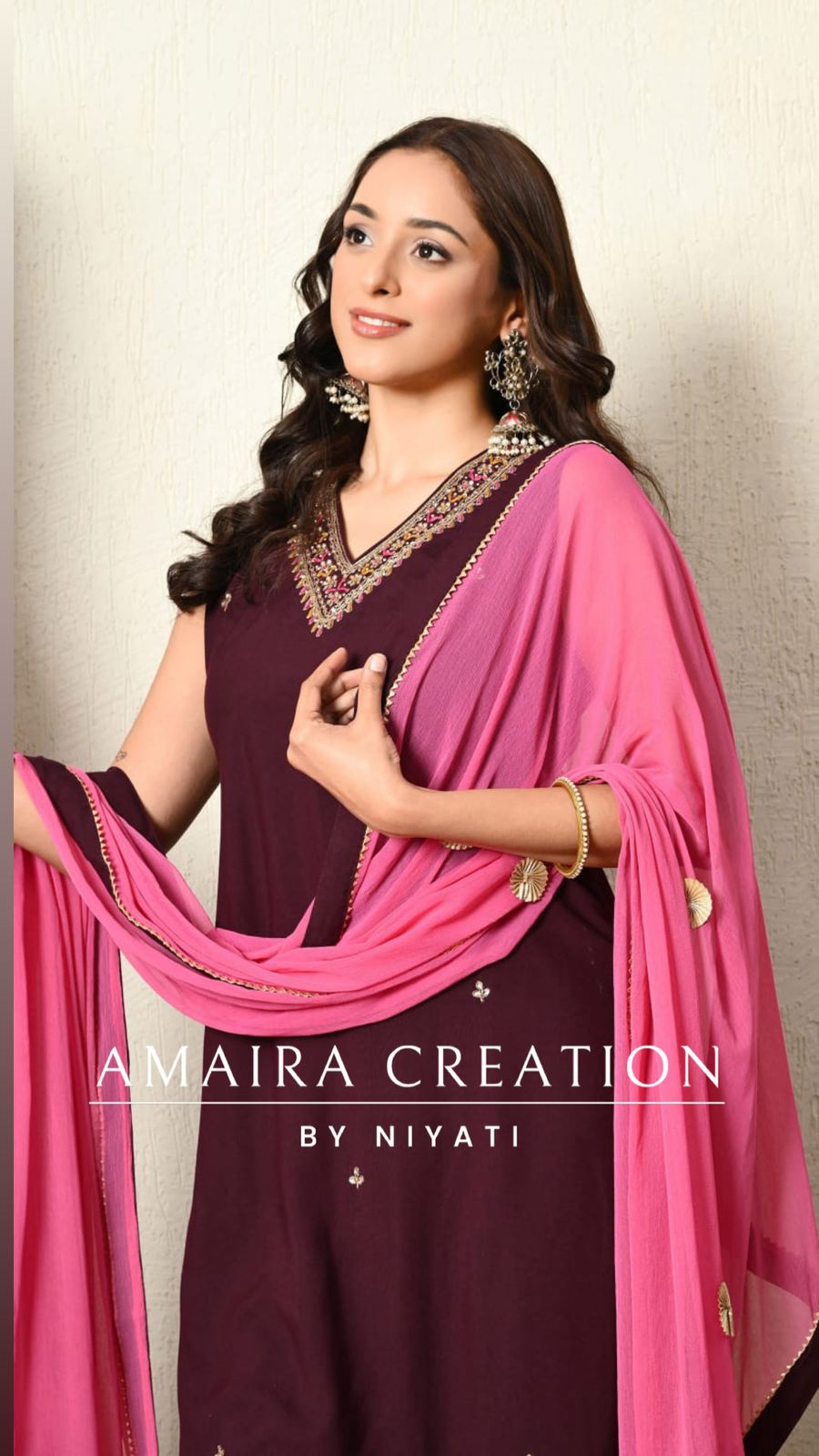 Wine Vichitra Silk Pant Set(17 inches Sleeves Available)
