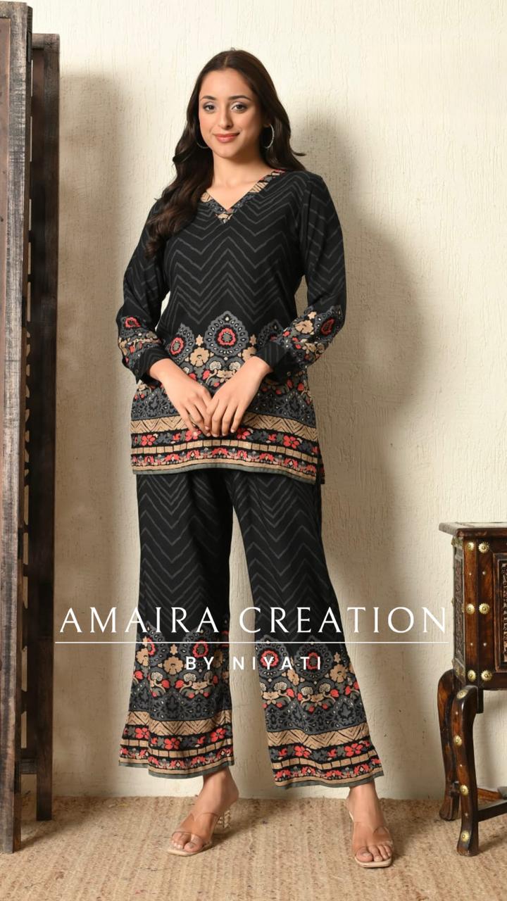 Black Reyon Fabric Cord Set
