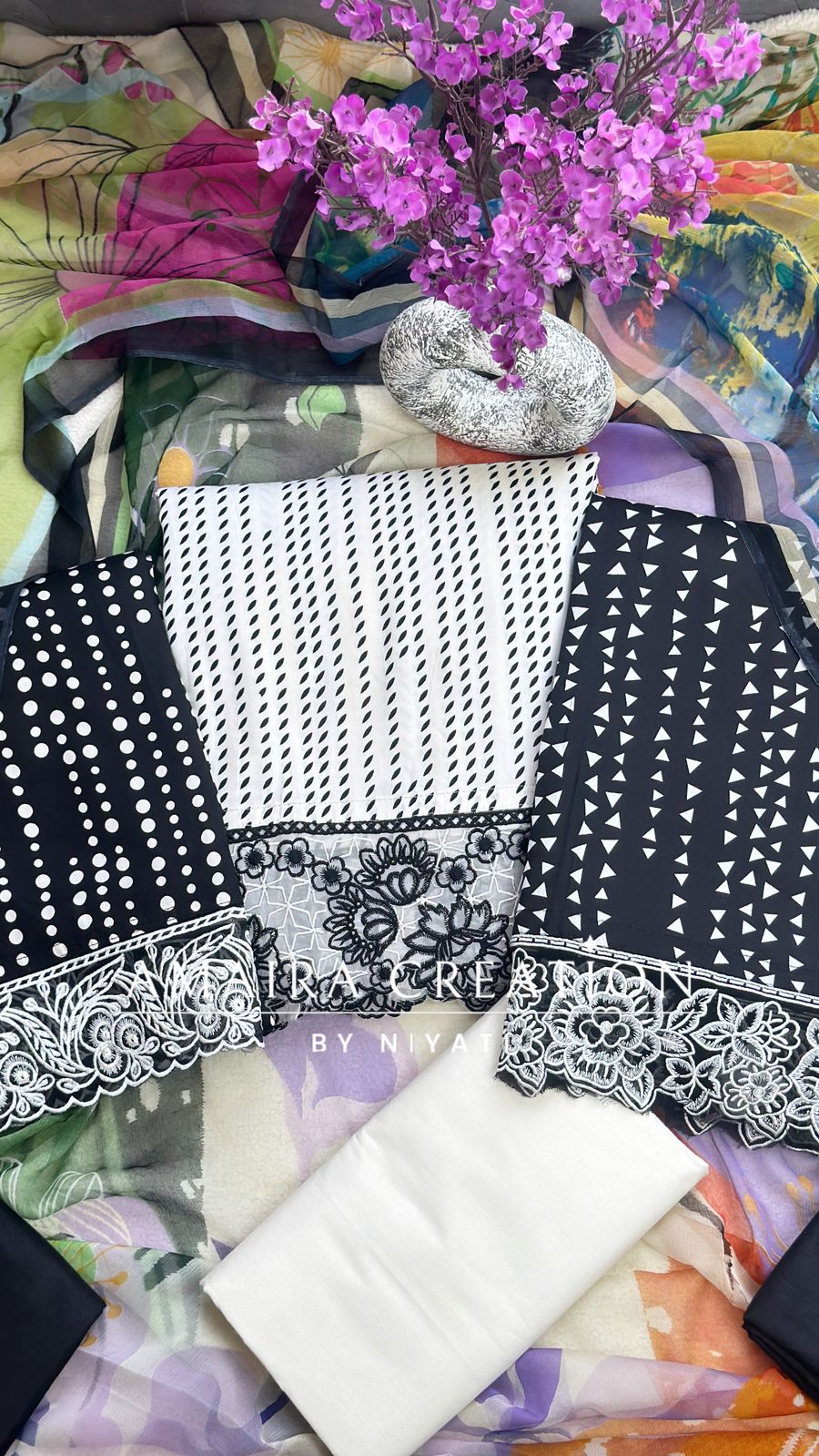 Cotton Fabric Unstitch Suit With Printed Schiffon Dupatta