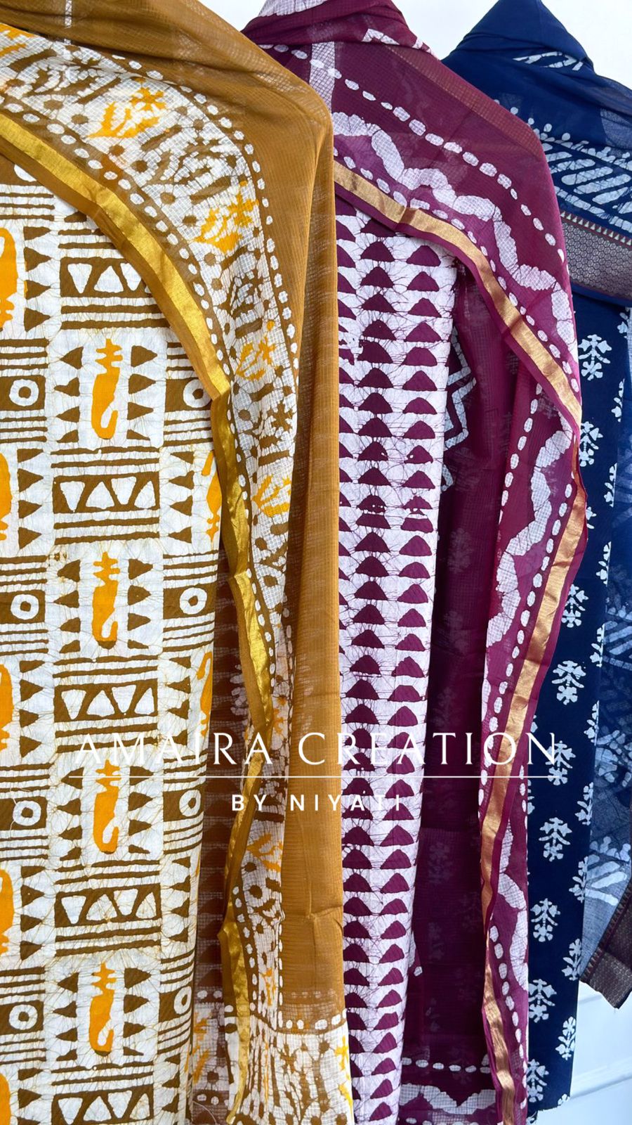 Batik Print Cotton Fabric Unstitch Suit With Kota Doria Dupatta