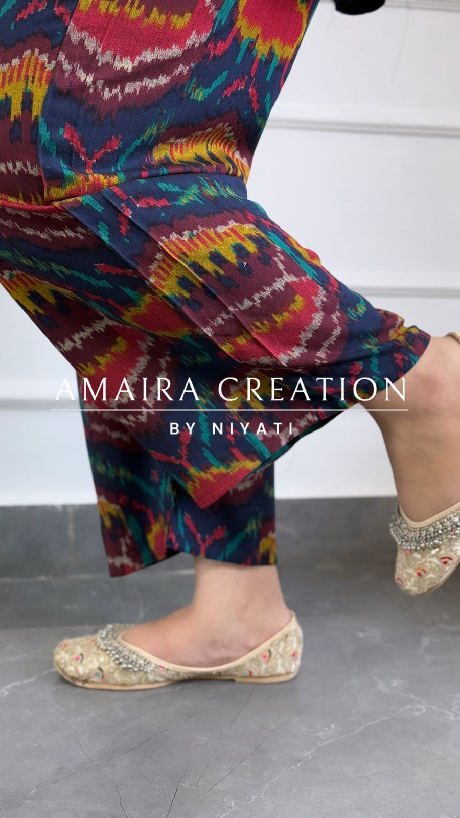 Blue Color Ikkat Print Cord Set