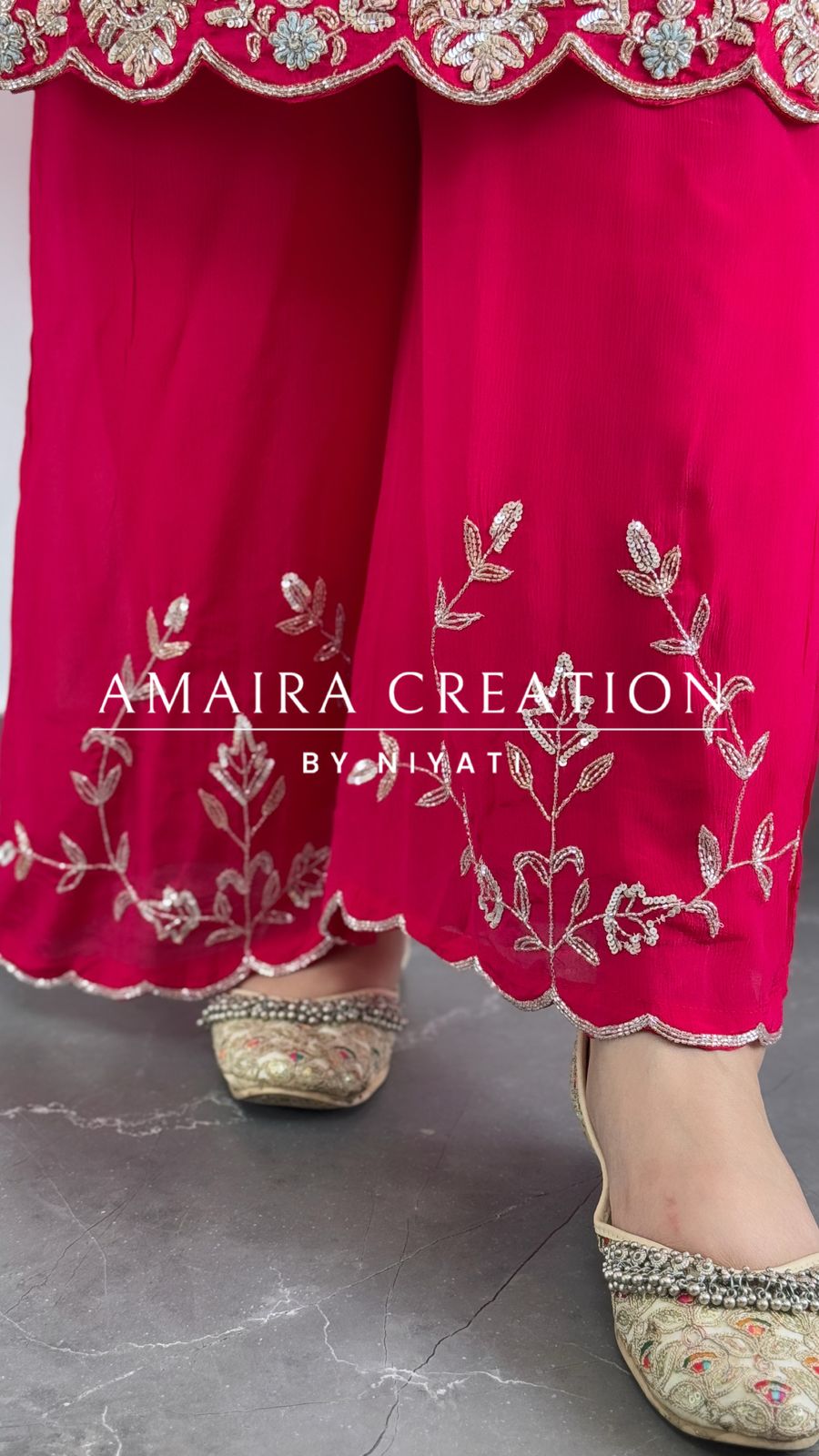Chinnon Fabric Magenta Color Party Wear Plazo Set