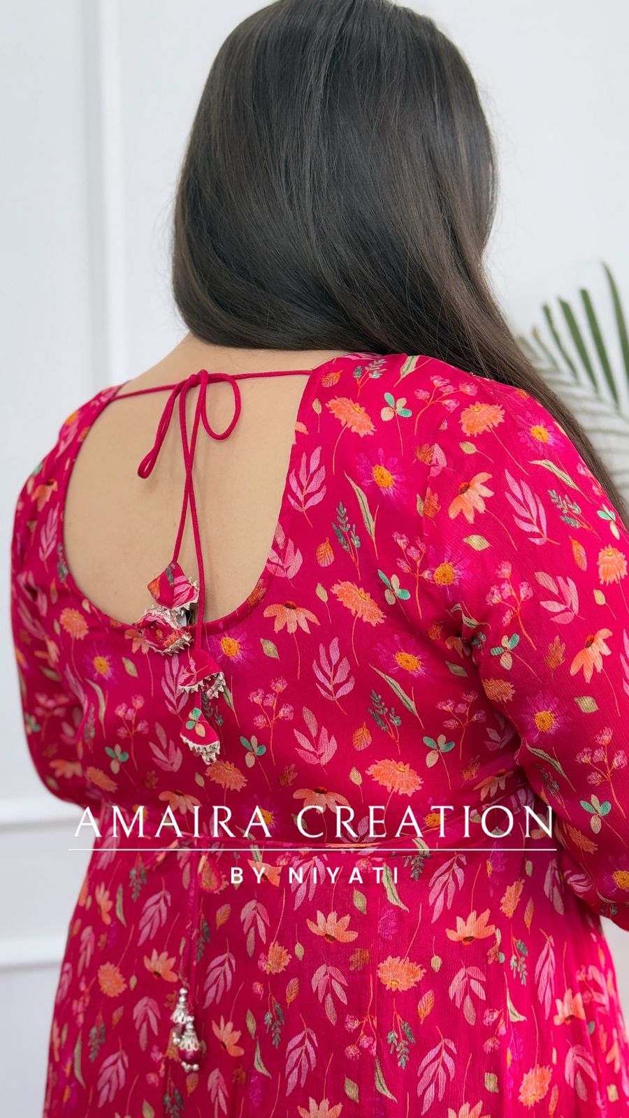 Magenta Chinnon Anarkali Set