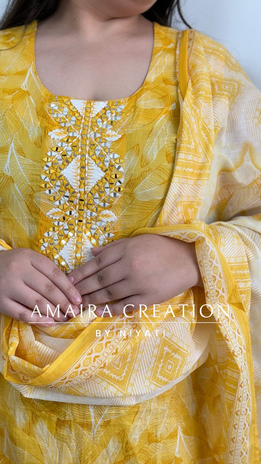 Yellow Premium Cotton Pant Set(Sleeves Available)