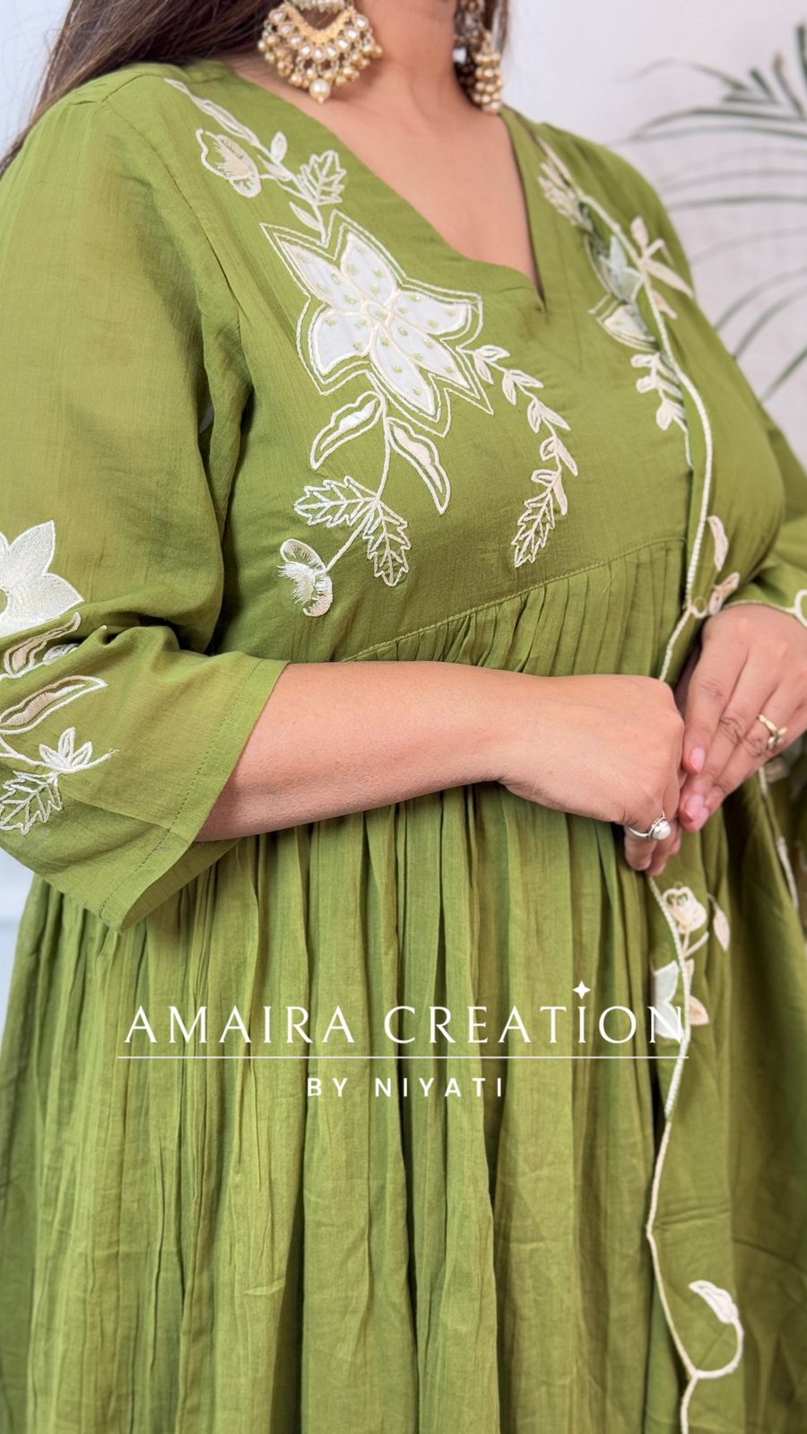 Green Embroidered Anarkali Set