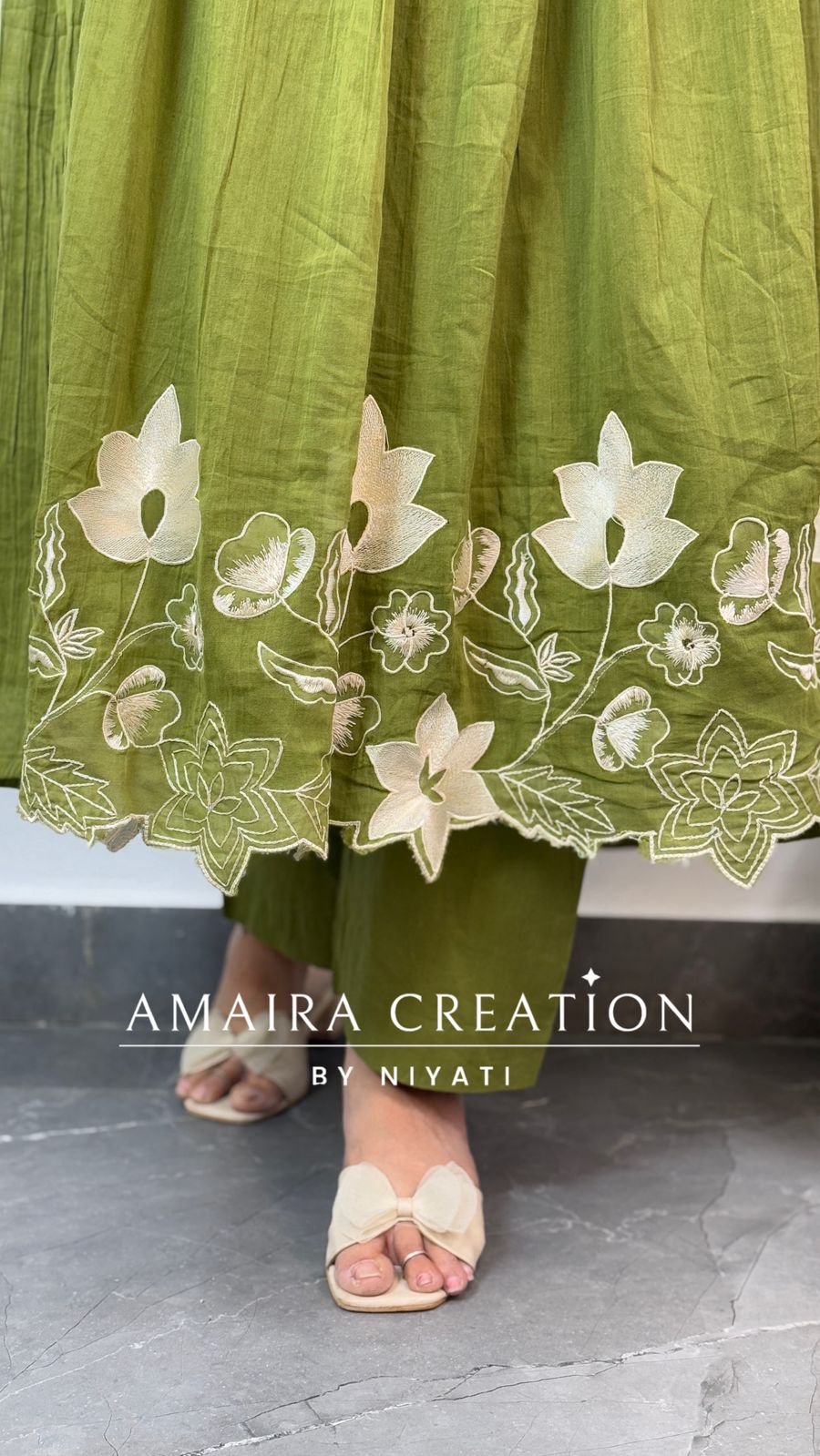 Green Embroidered Anarkali Set