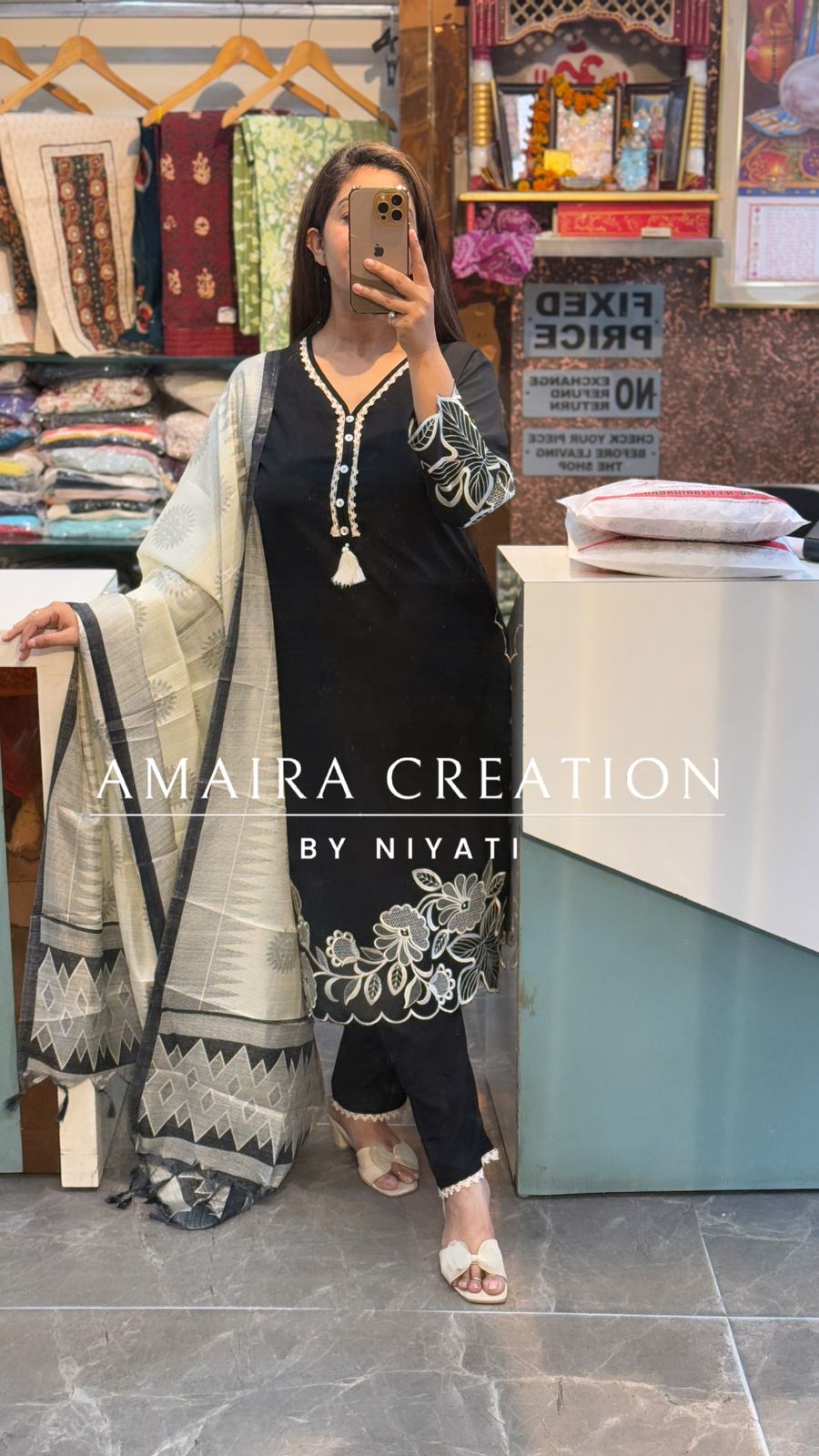 Reyon Fabric Black Pakistani Suit