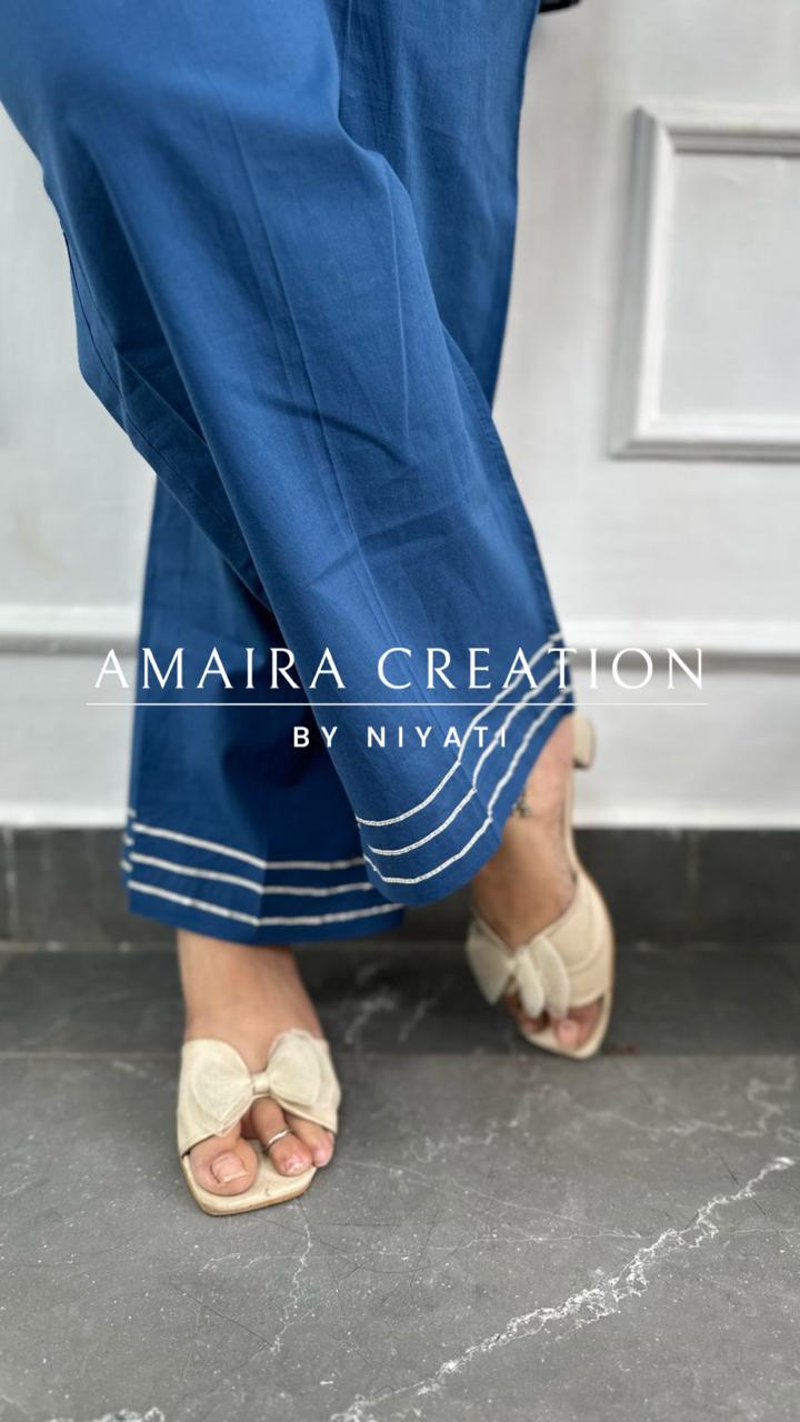 Blue Floral Printed Cotton Cord Set