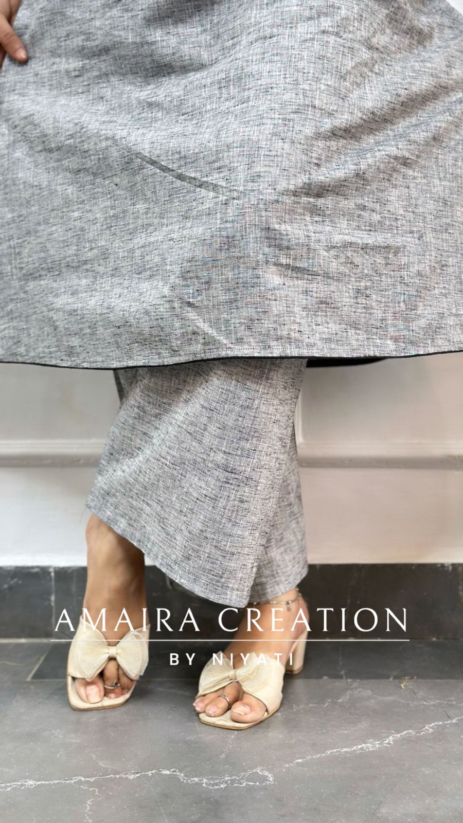 Grey Linen cotton A-Line Set(17inches sleeves available)