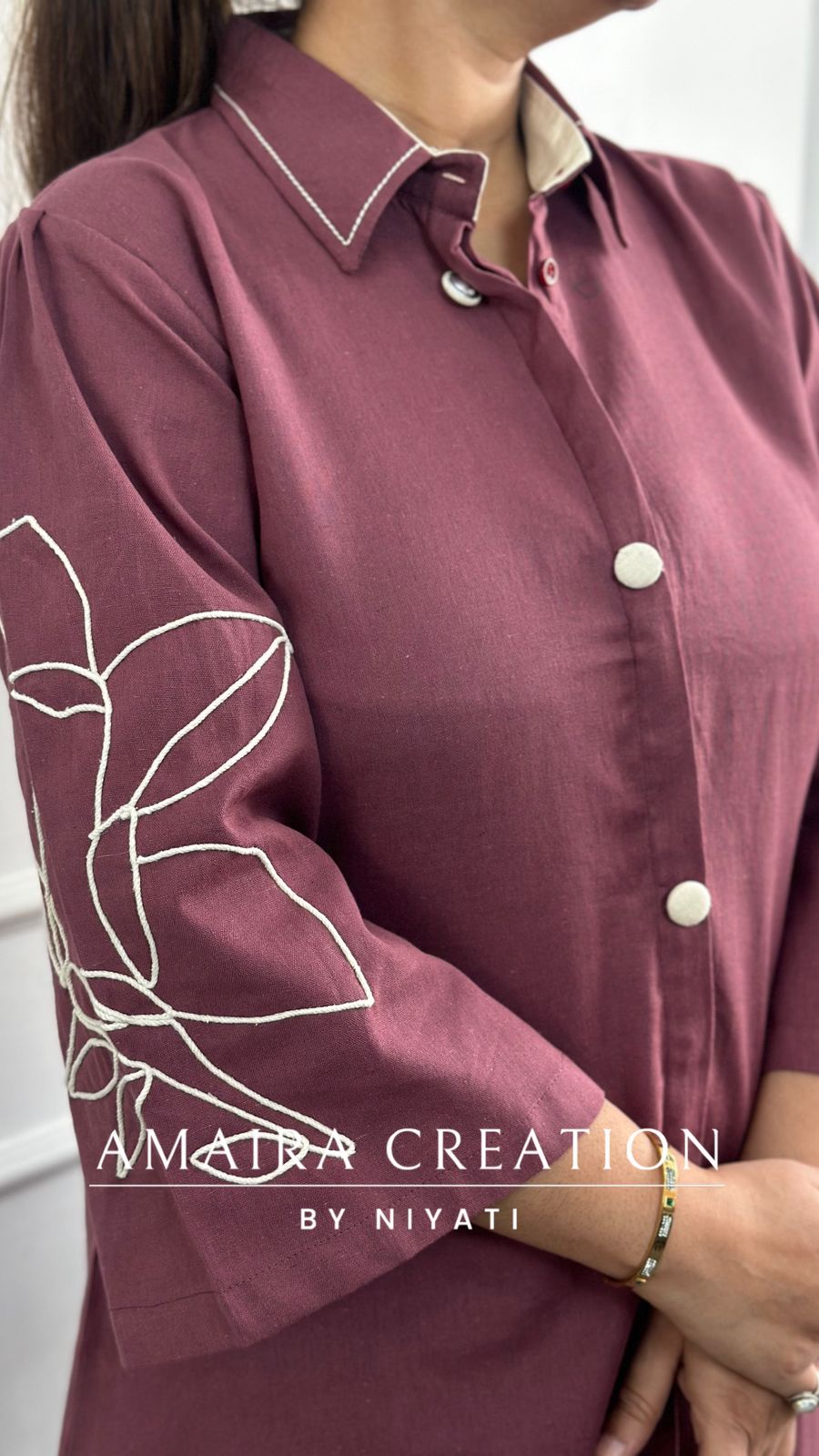 Cotton Thread Embroidered Cord set