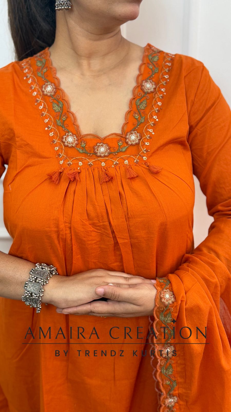 Beautiful Cotton Thread Embroidered Pant Set