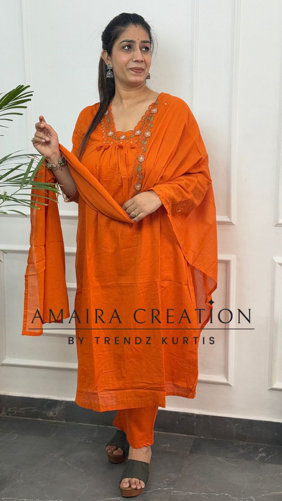 Beautiful Cotton Thread Embroidered Pant Set