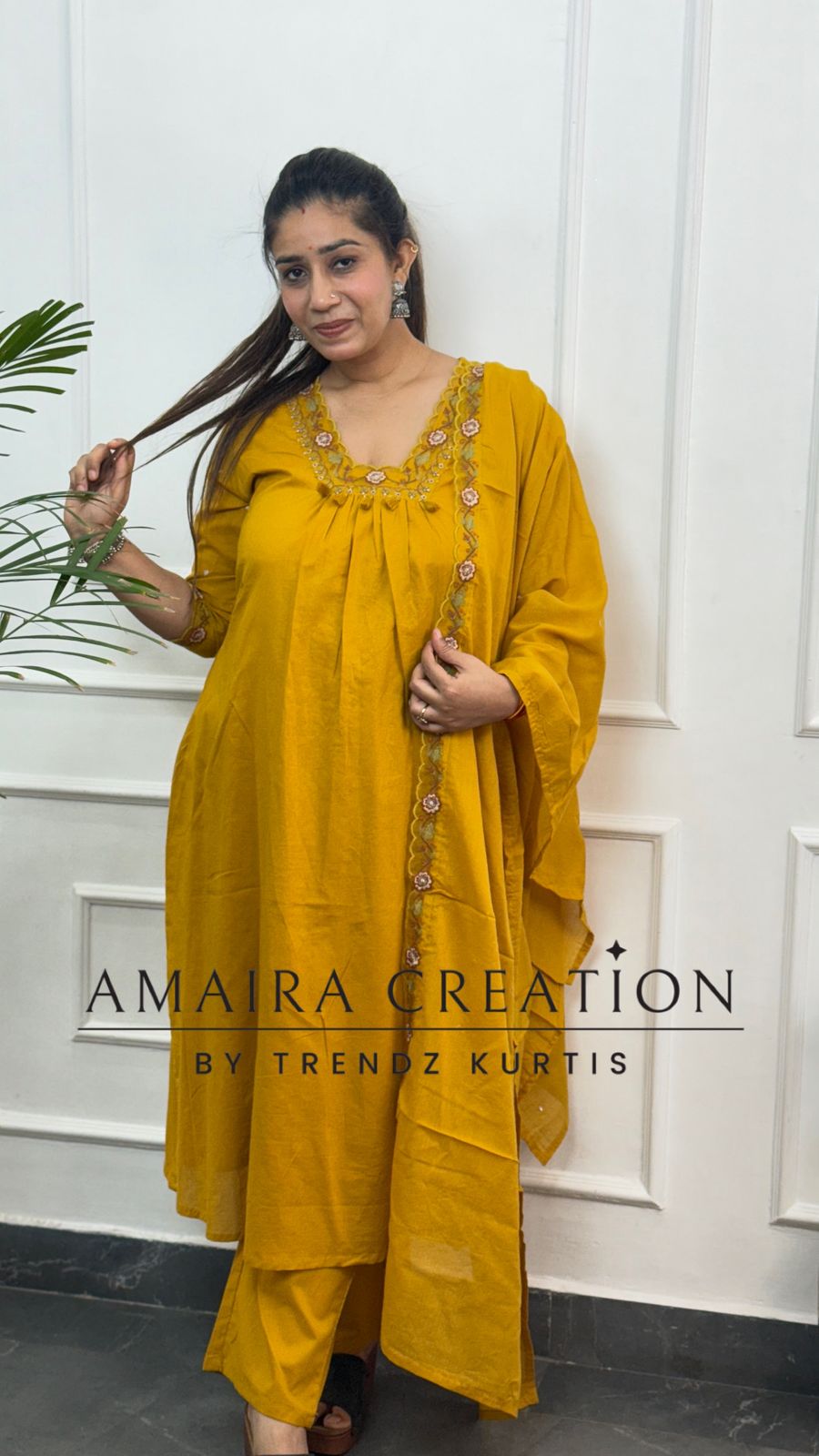 Beautiful Cotton Thread Embroidered Pant Set