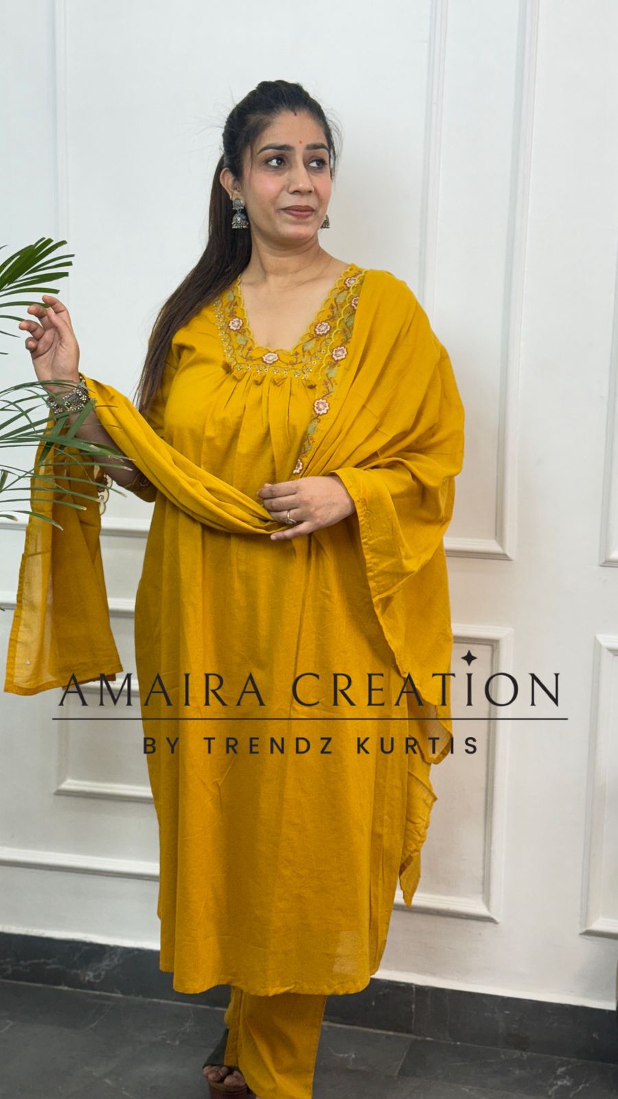 Beautiful Cotton Thread Embroidered Pant Set