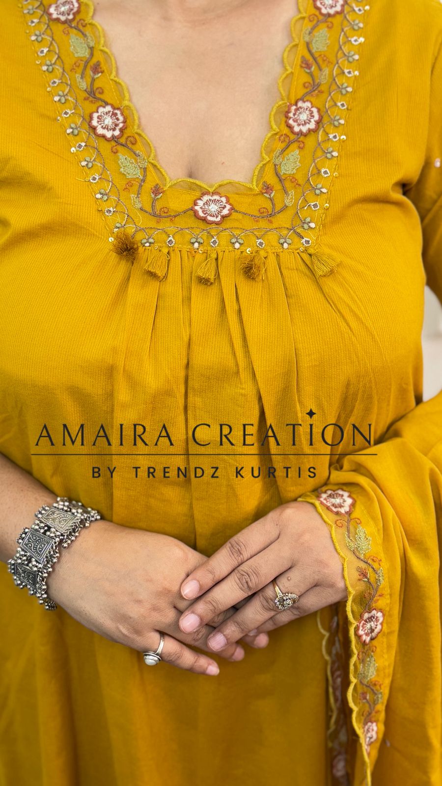 Beautiful Cotton Thread Embroidered Pant Set