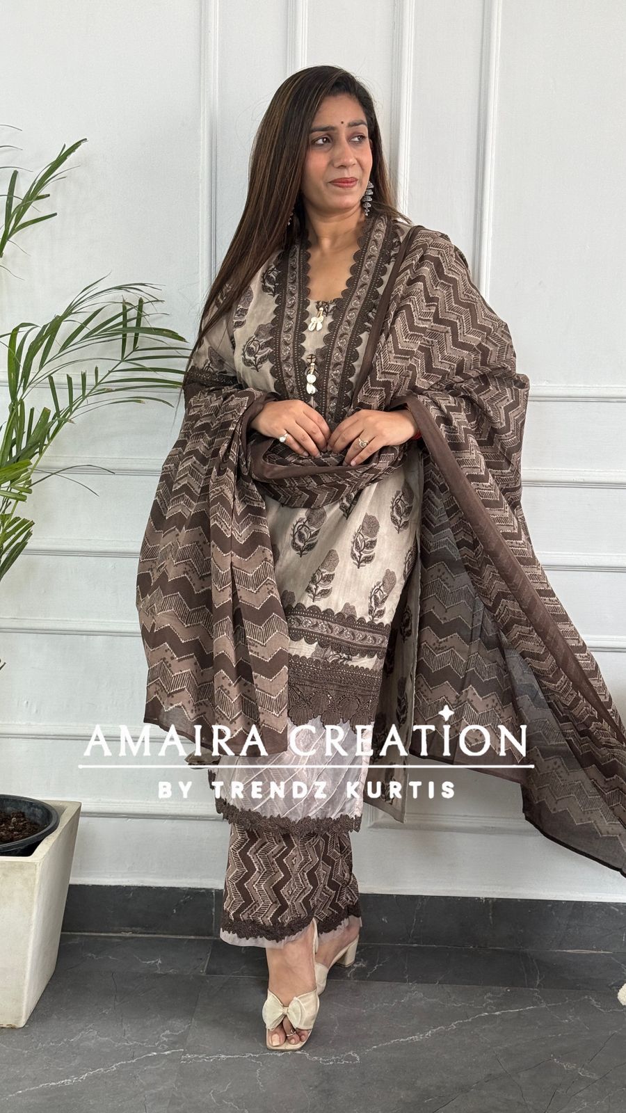 Brown Pakistani Cotton Suit