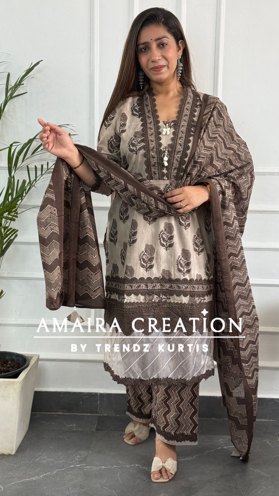 Brown Pakistani Cotton Suit