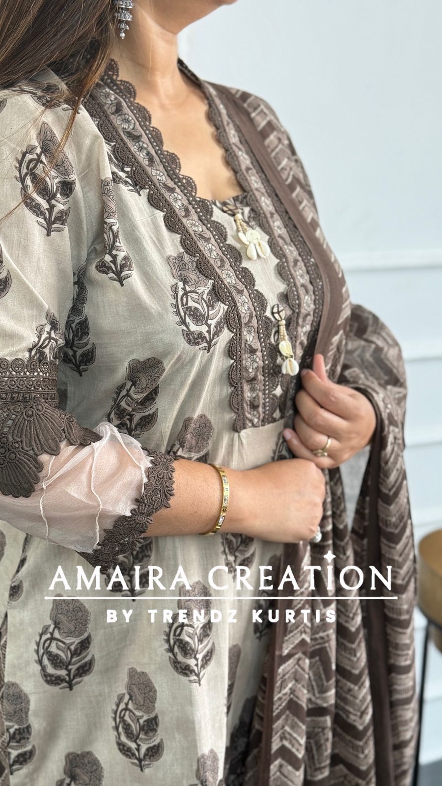 Brown Pakistani Cotton Suit