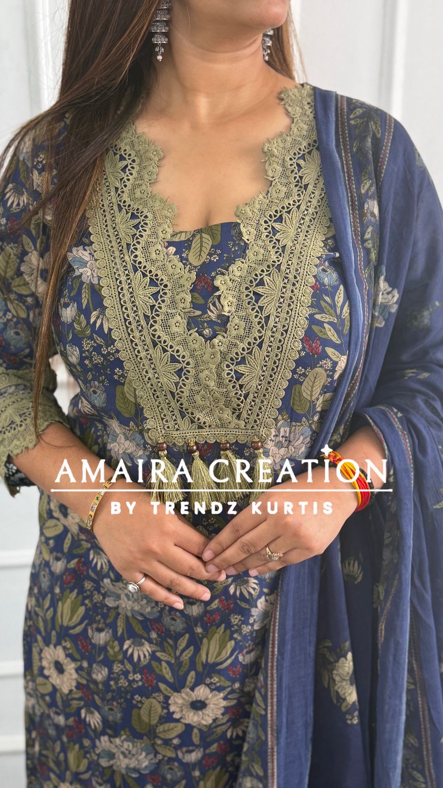 Navy Blue Cotton Pakistani Suit