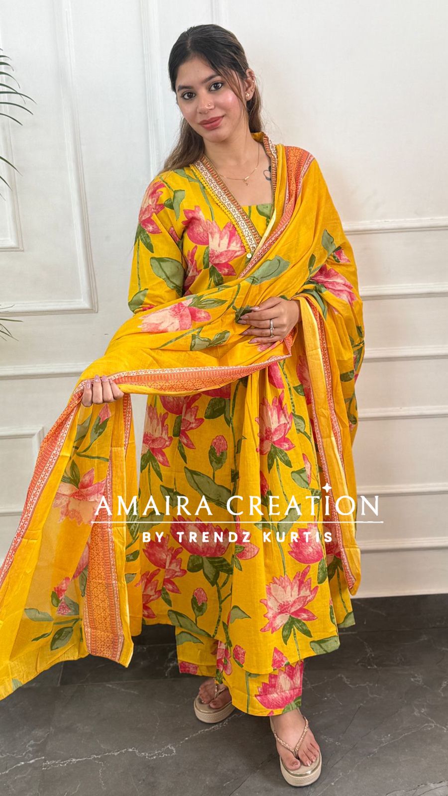 Floral Print Cotton A line set