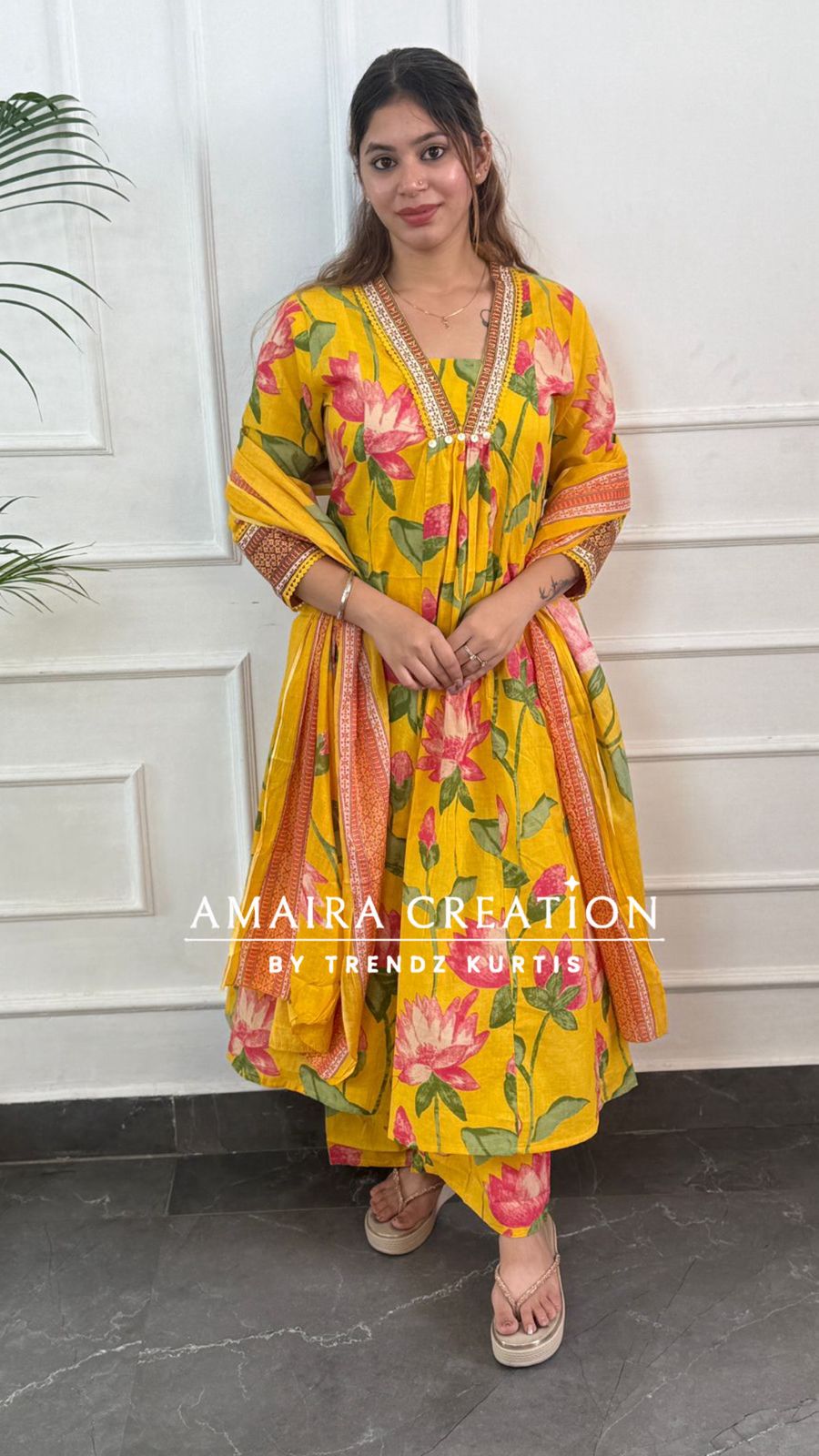 Floral Print Cotton A line set