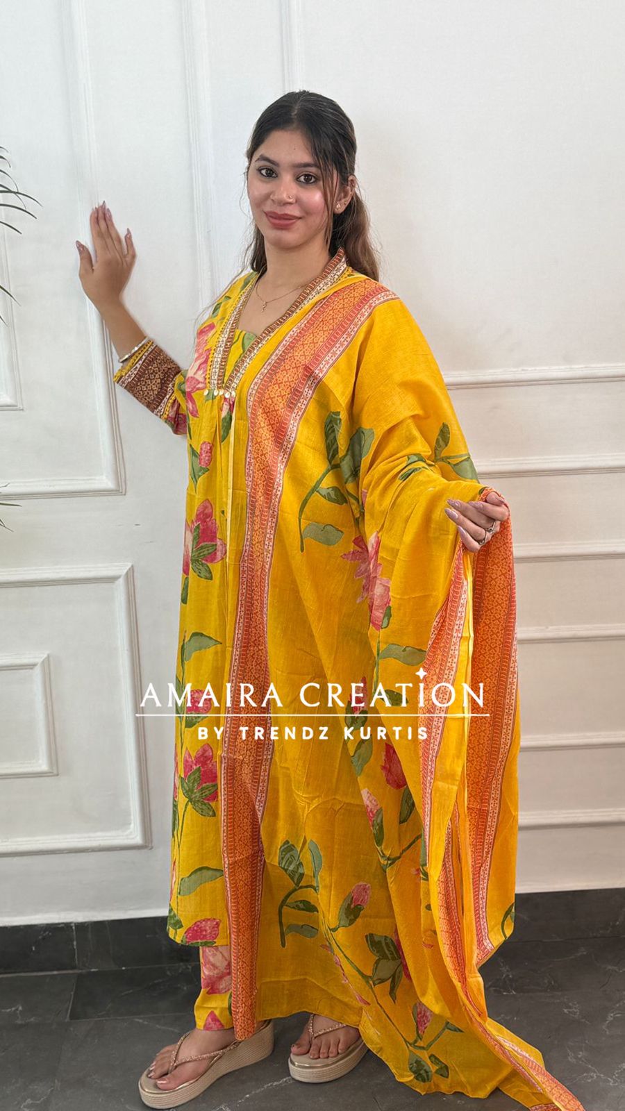Floral Print Cotton A line set
