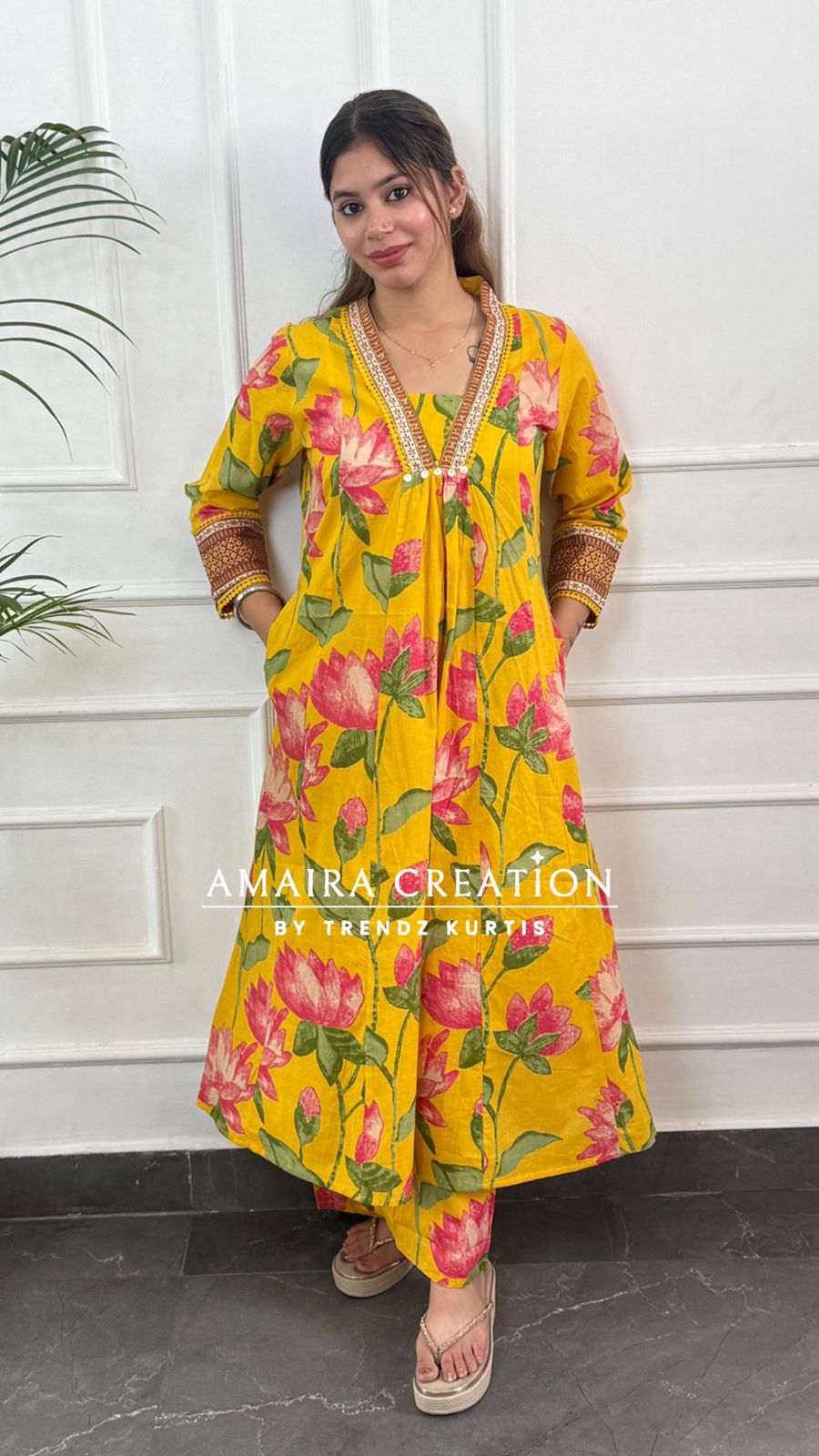 Floral Print Cotton A line set