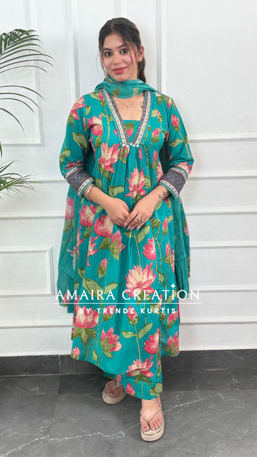 Floral Print Cotton A line set