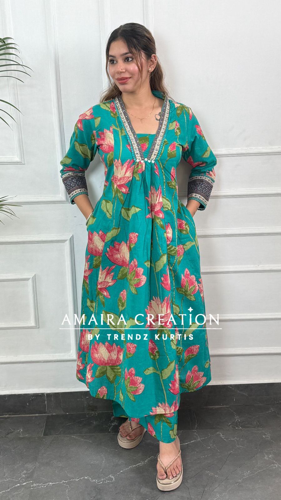 Floral Print Cotton A line set