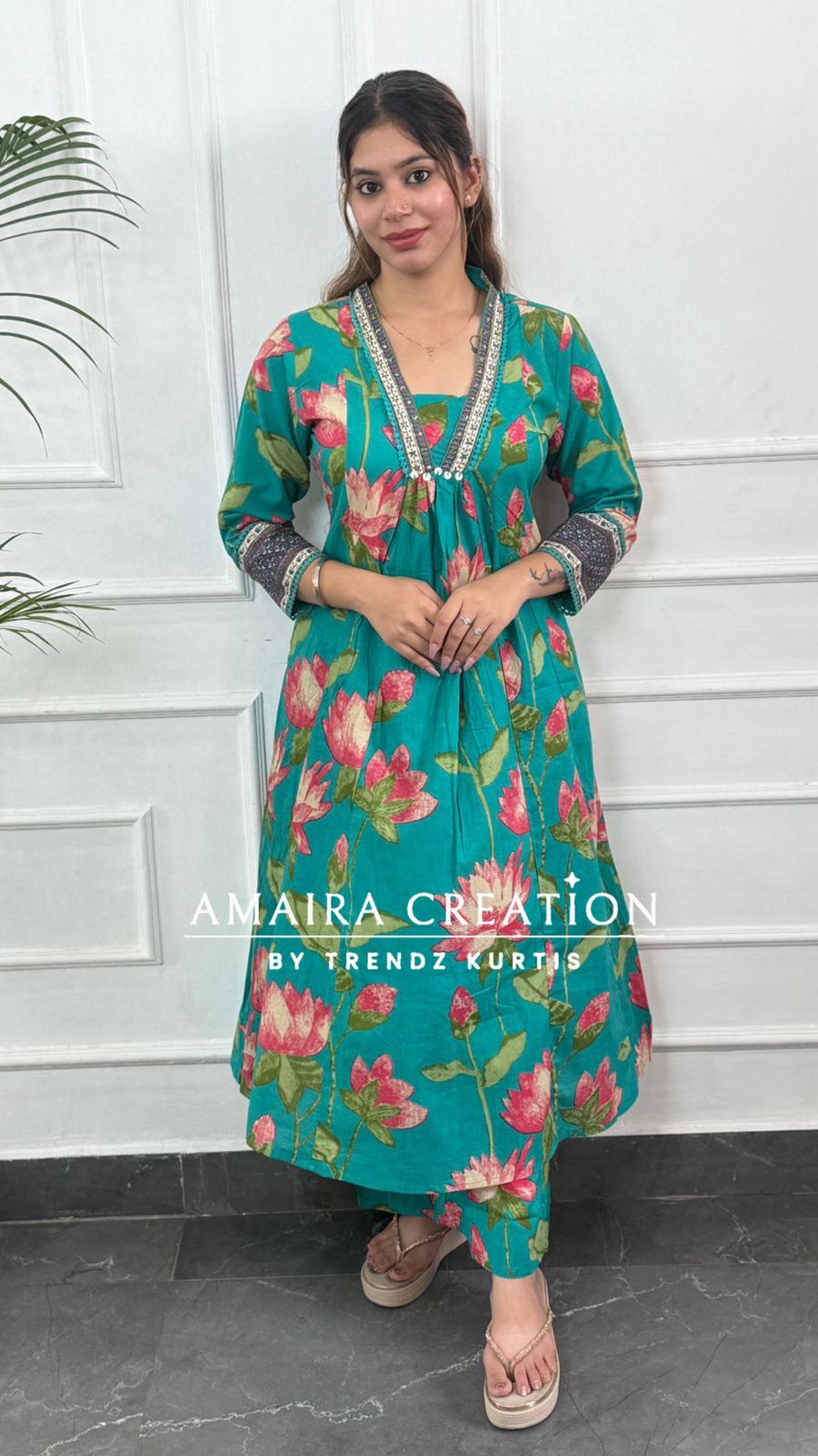 Floral Print Cotton A line set