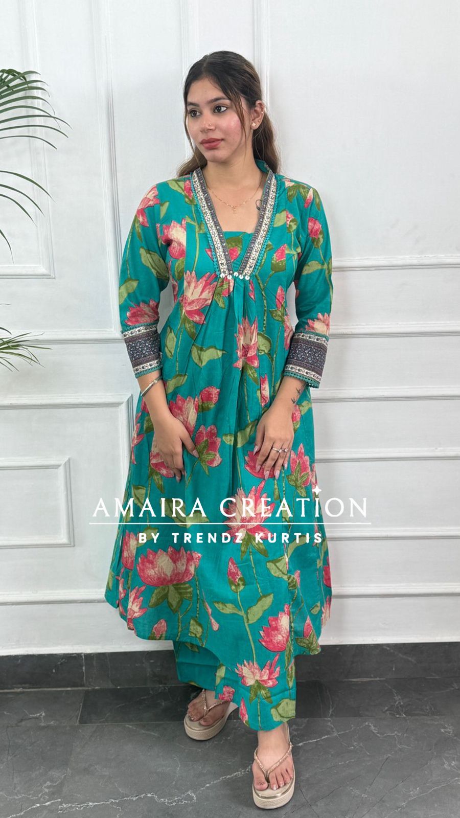 Floral Print Cotton A line set