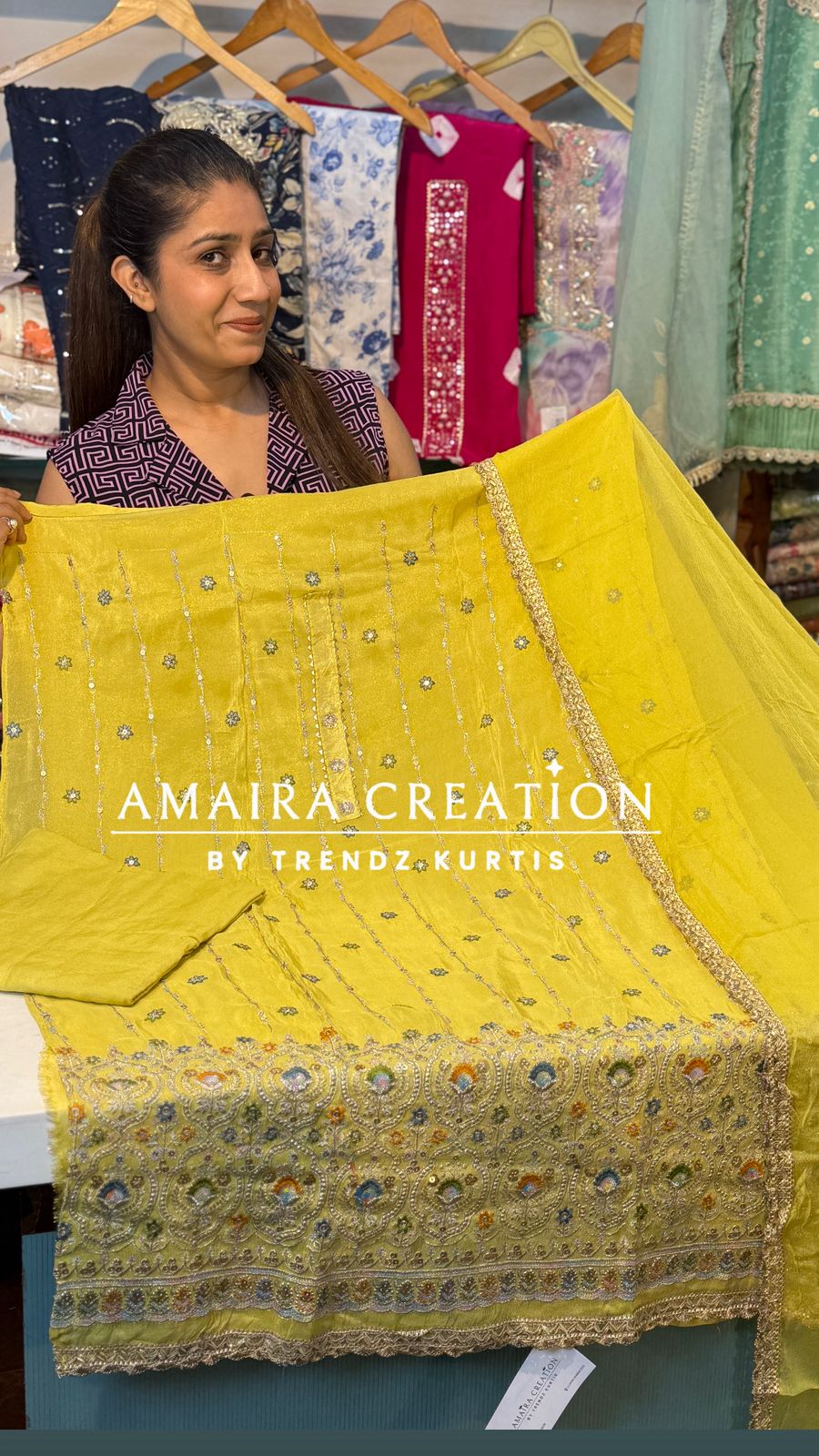 Premium Glass Tissue Unstitch Suit with Chiffon Dupatta