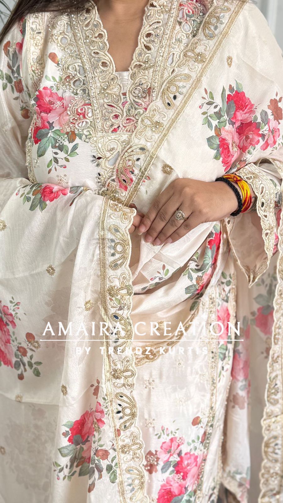 Premium Silk Cream Pakistani Suit