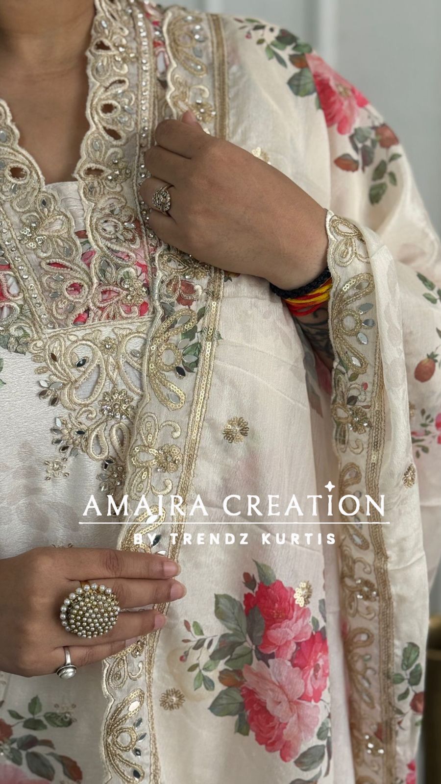 Premium Silk Cream Pakistani Suit
