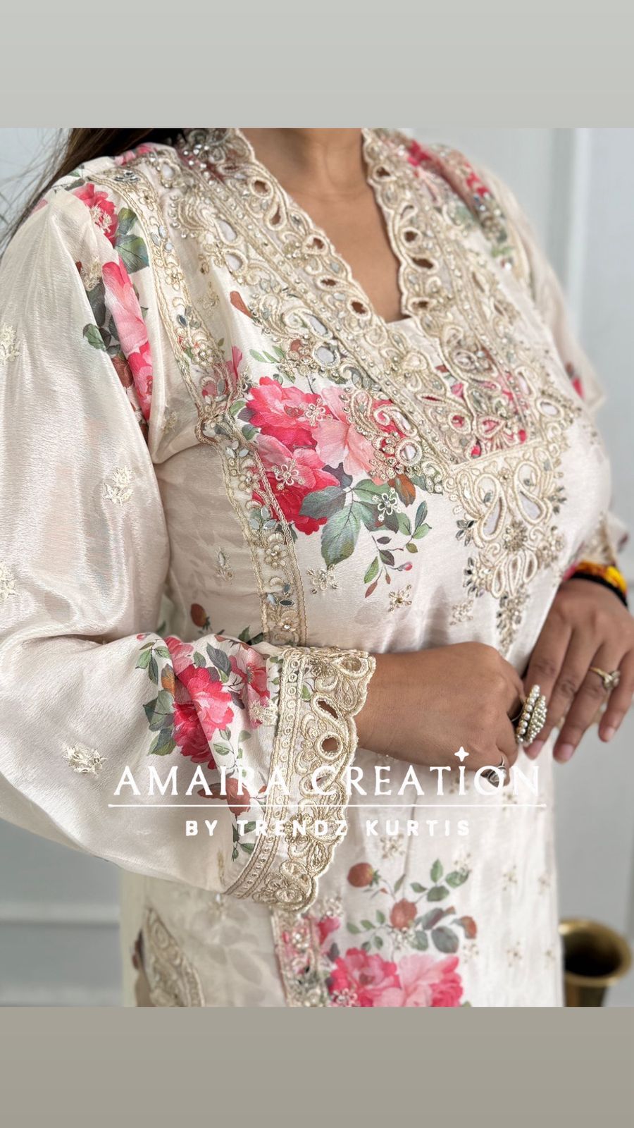 Premium Silk Cream Pakistani Suit