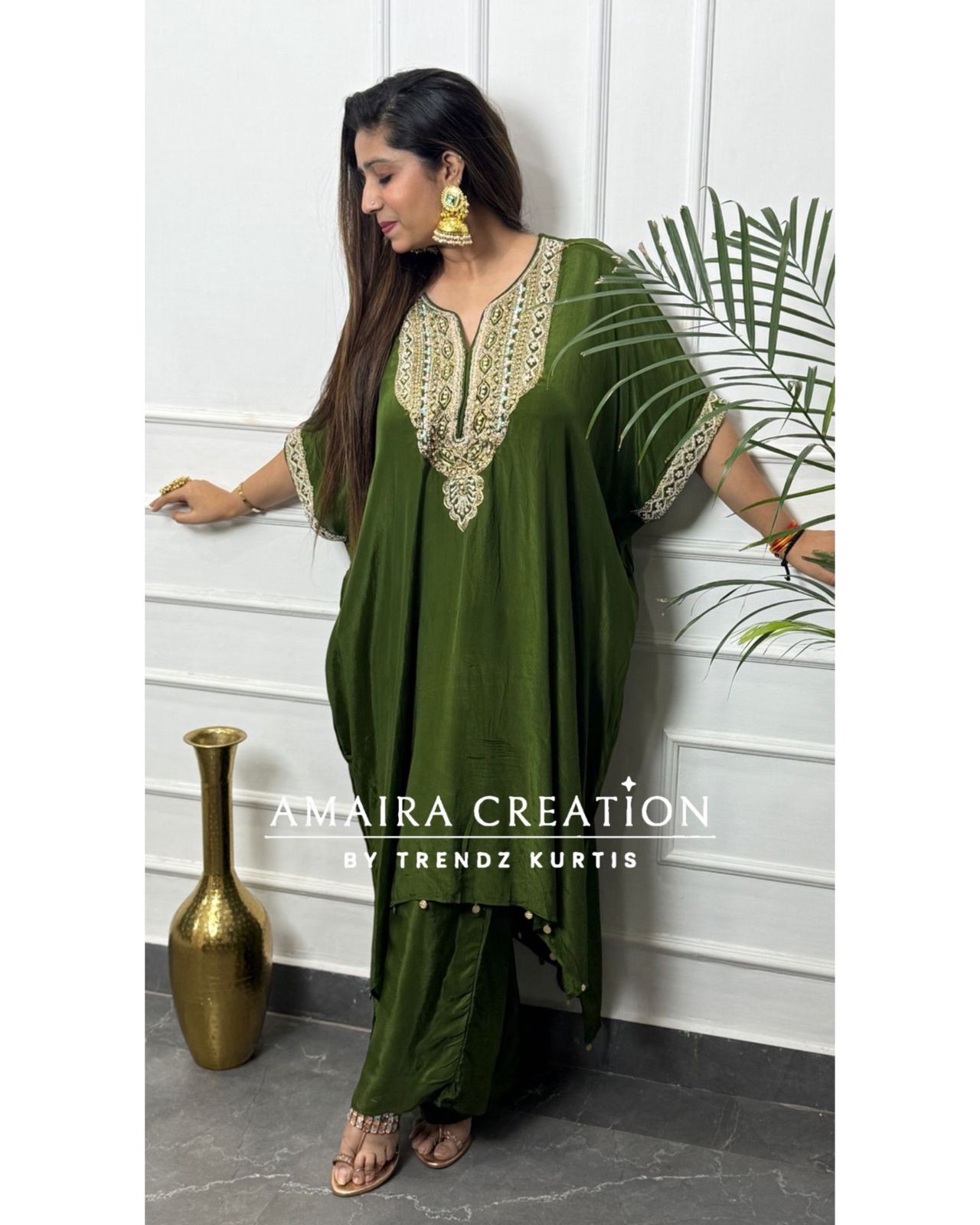Premium Crepe  Kaftan  Set