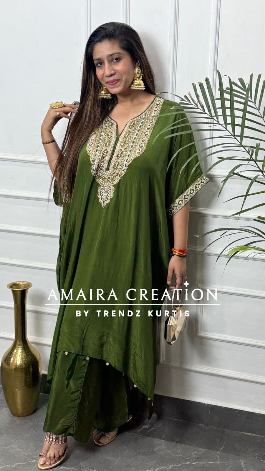 Premium Crepe  Kaftan  Set