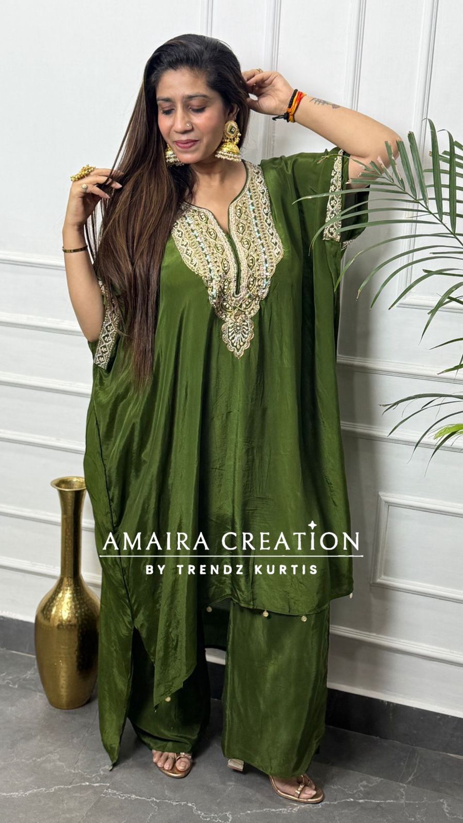 Premium Crepe  Kaftan  Set